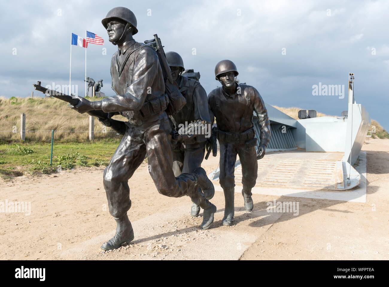 France, Manche, Cotentin, Utah Beach, statue of American Soldiers