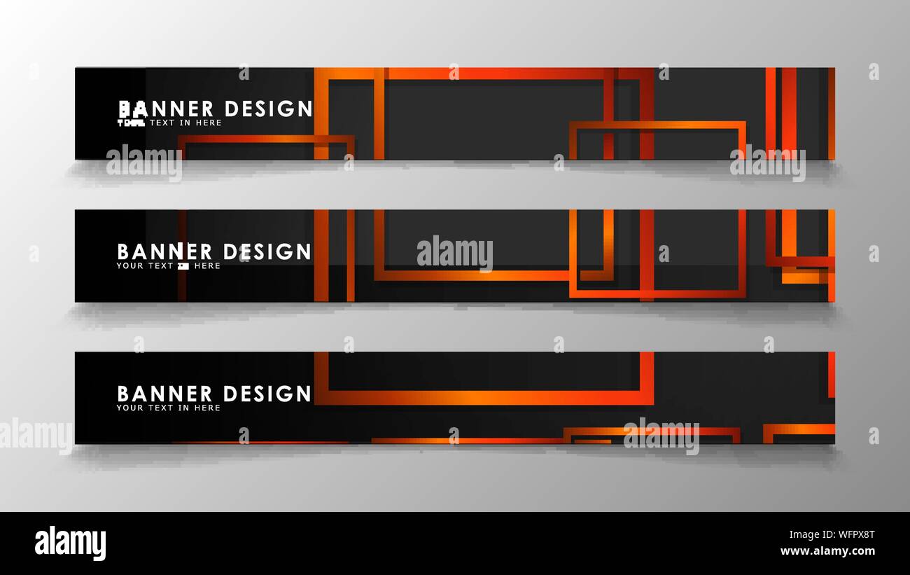 Abstract geometric and rectangular pattern banners with orange gradients Stock Vector