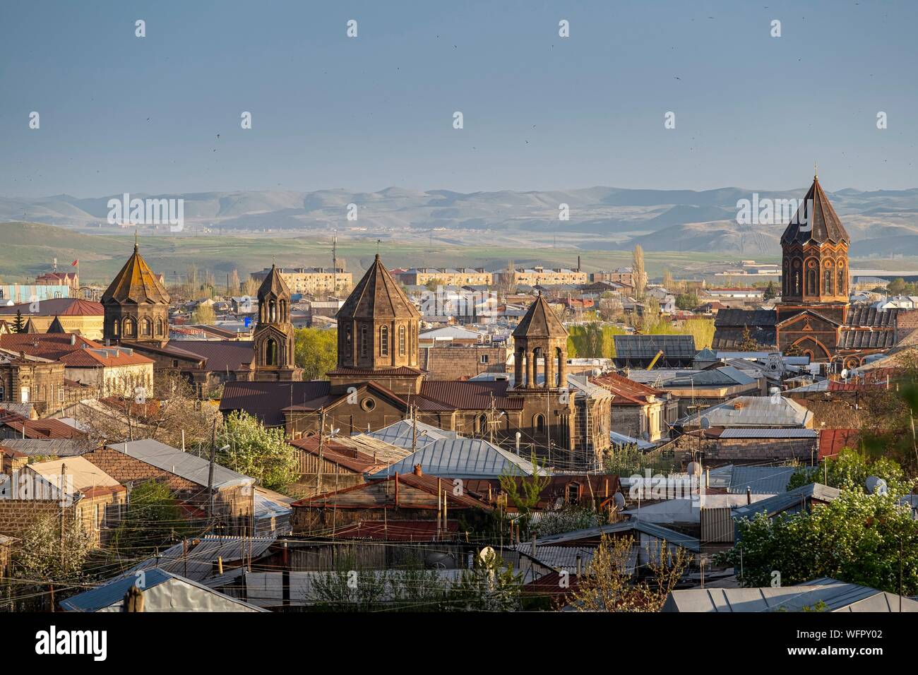 Armenia, Shirak region, Gyumri, panoramic view of the city and its