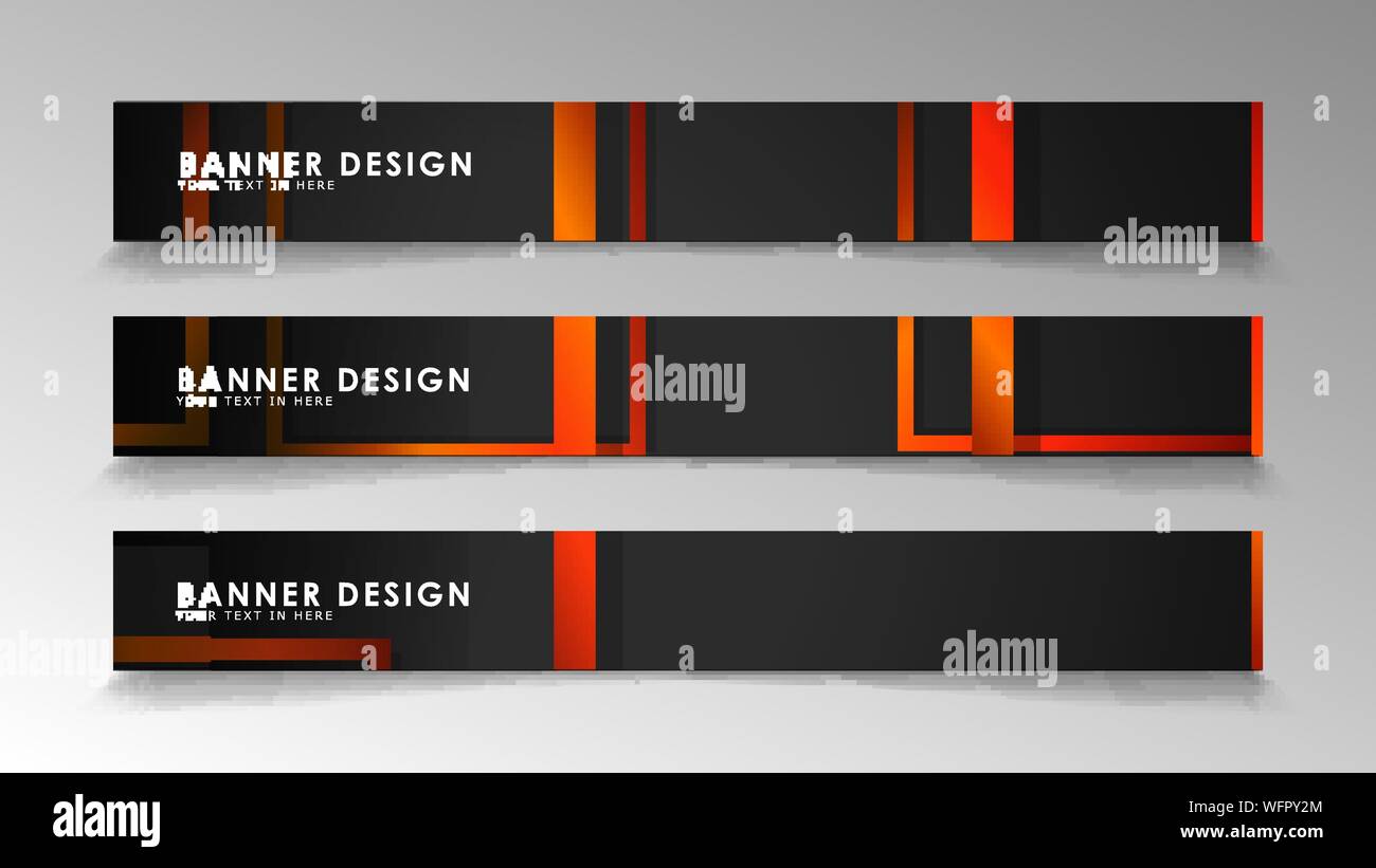 Abstract geometric and rectangular pattern banners with orange gradients Stock Vector