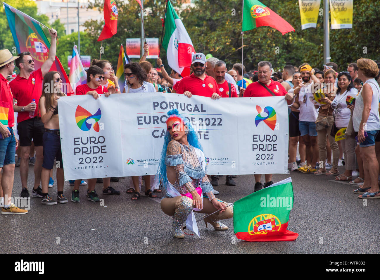 Portuguese march at Madrid Gay Pride Stock Photo