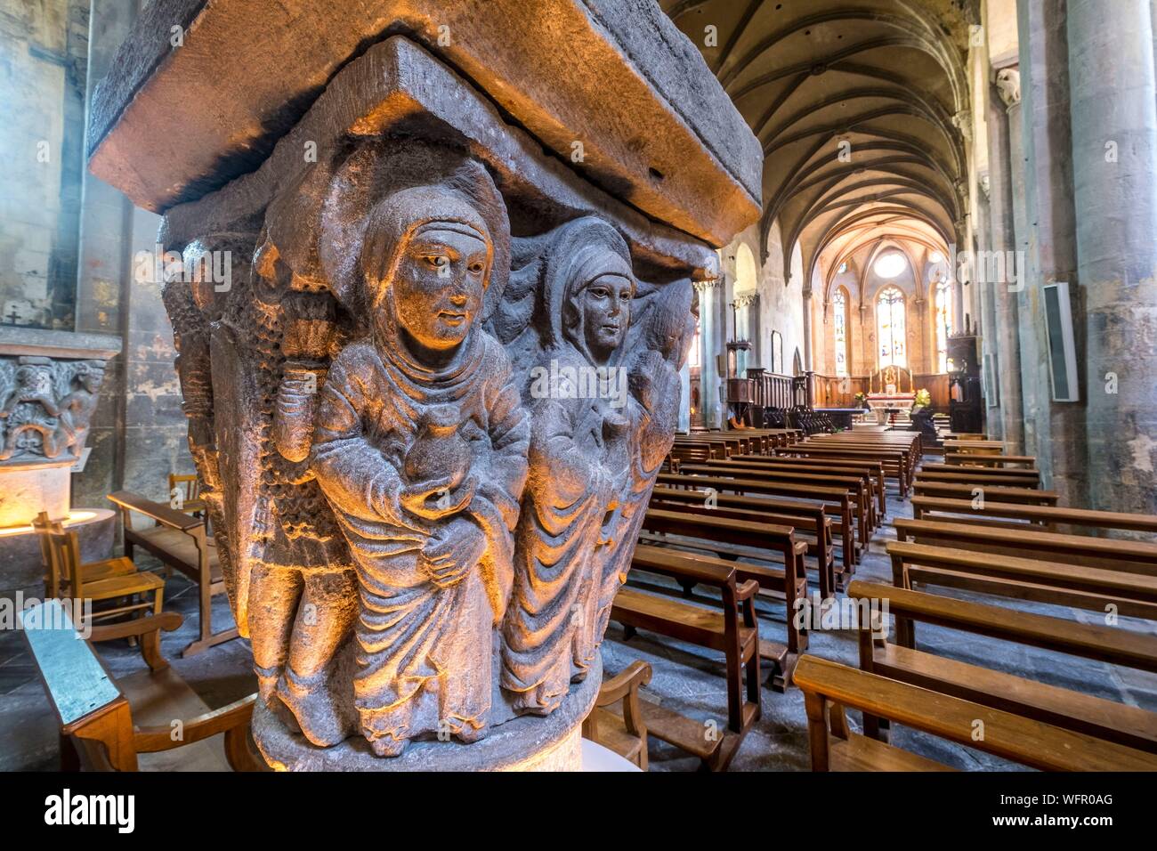 France, Puy de Dome, Mozac, Saint Pierre and Saint Caprais church, Resurrection capital Stock Photo
