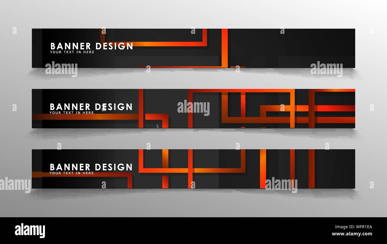 Abstract geometric and rectangular pattern banners with orange gradients Stock Vector