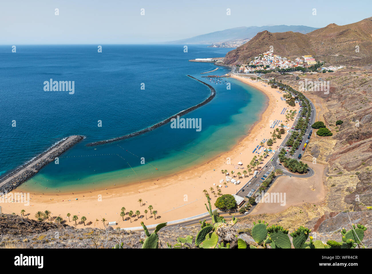 Panoramic view of the beautiful Teresitas beach in Tenerife Canary islands Spain Stock Photo