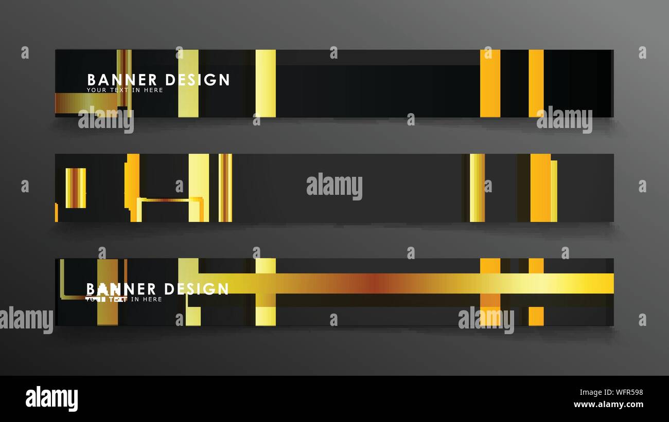 Set a banner with a rectangular background in gold and dark . vector illustration Stock Vector