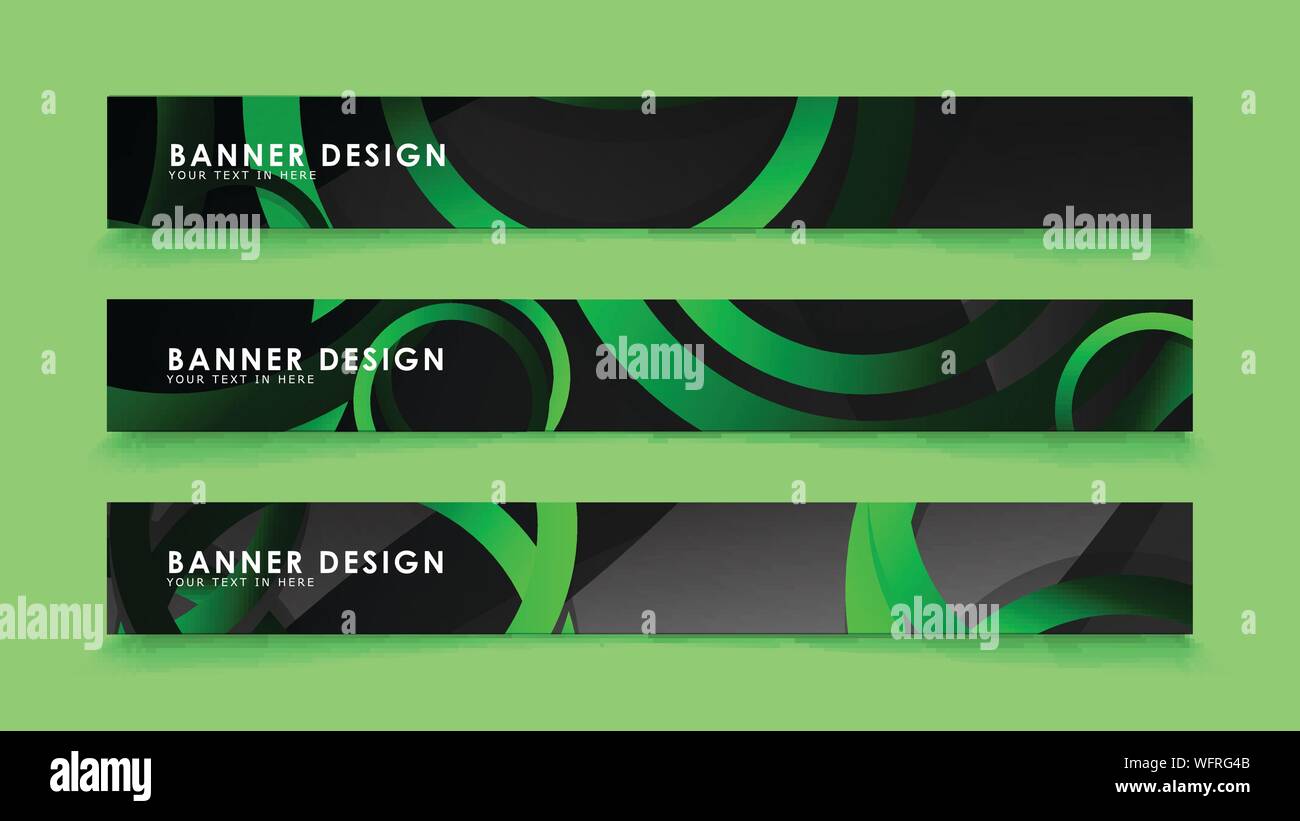 Set rectangular vector banners with background of dark green circles ...
