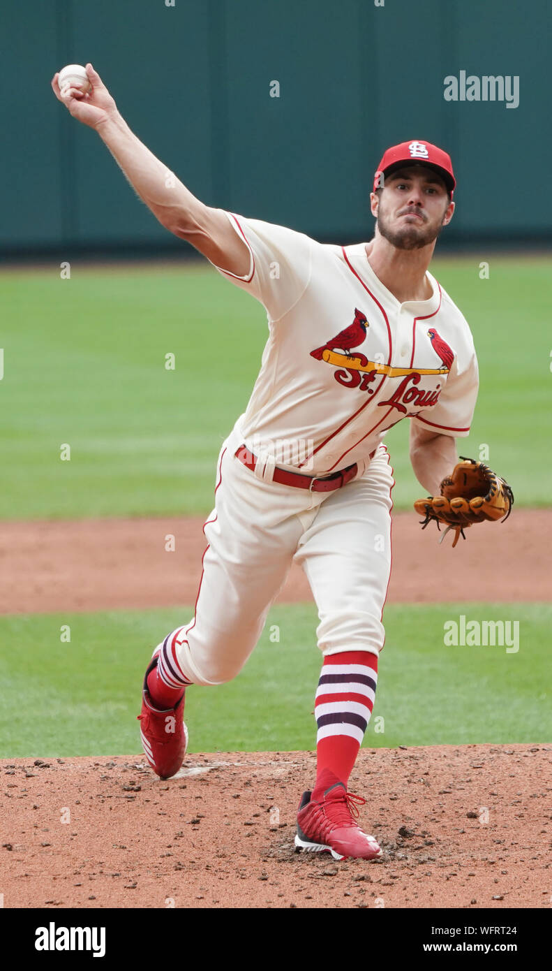 St. Louis Cardinals starting pitcher Dakota Hudson delivers a pitch to the Cincinnati Reds in the fourth inning at Busch Stadium in St. Louis on Saturday, August 31, 2019. Photo by Bill Greenblatt/UPI Stock Photo