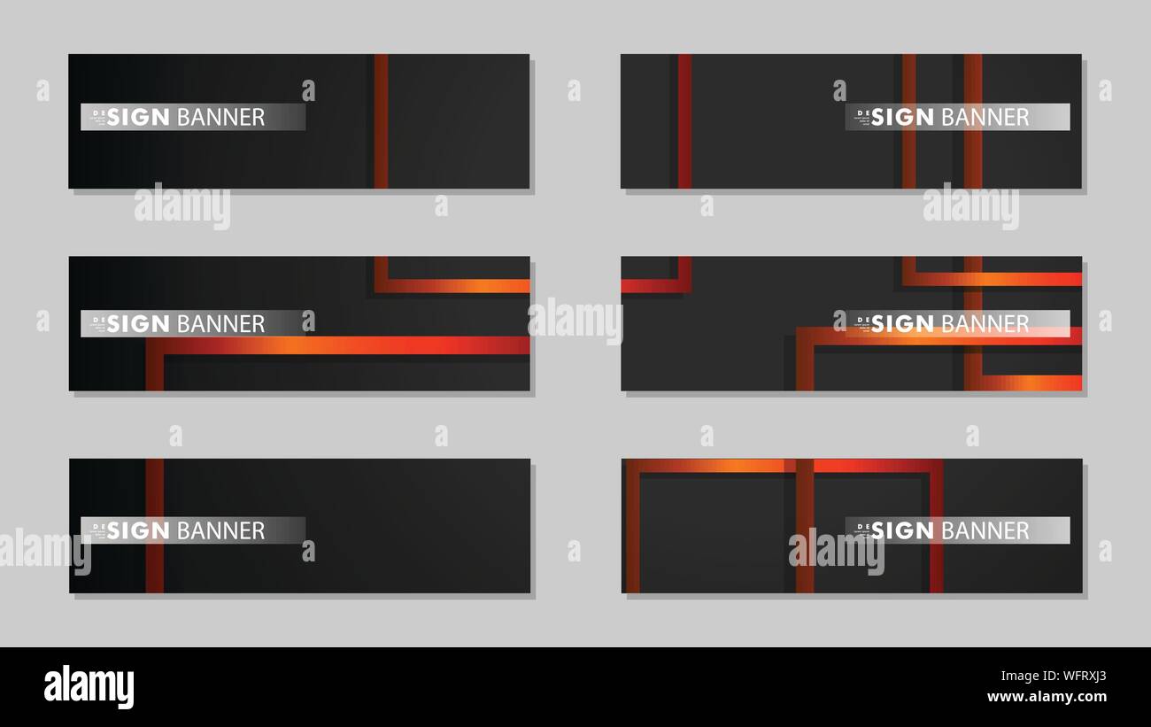 Square vector banner with a rectangular black orange gradient background Stock Vector