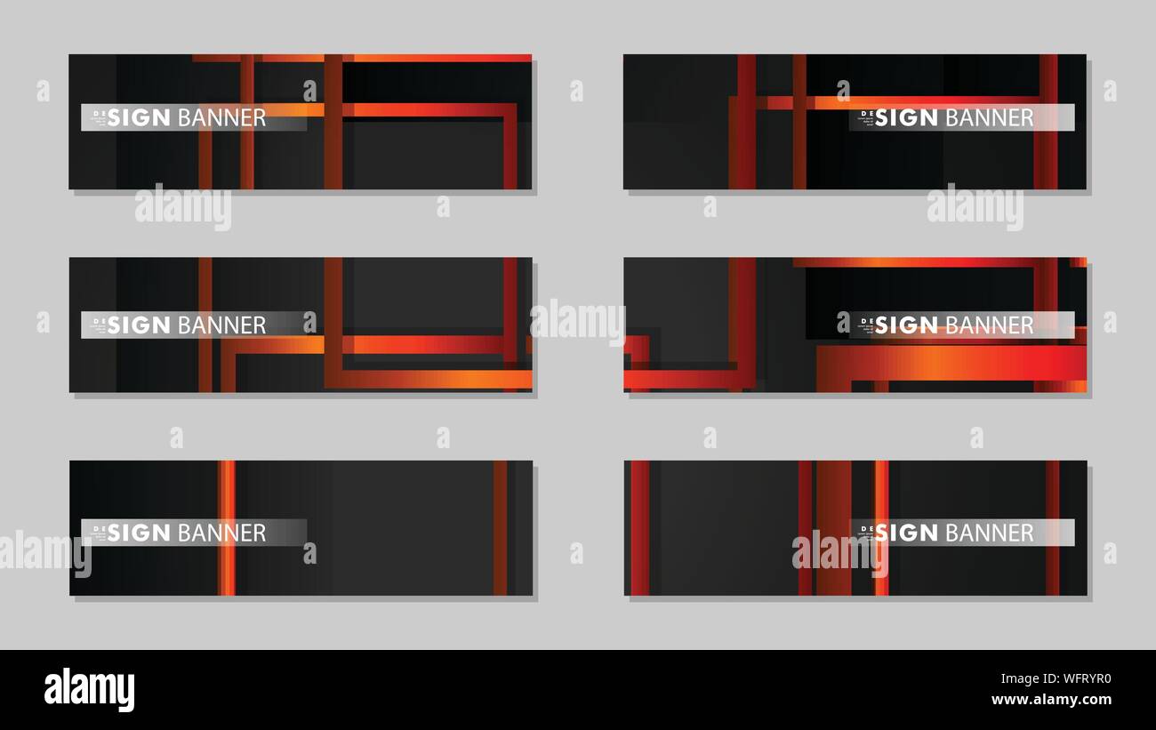 Square vector banner with a rectangular black orange gradient background Stock Vector
