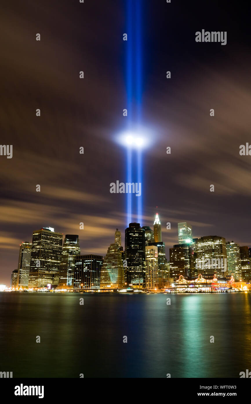 911 Light Memorial in New York City Stock Photo