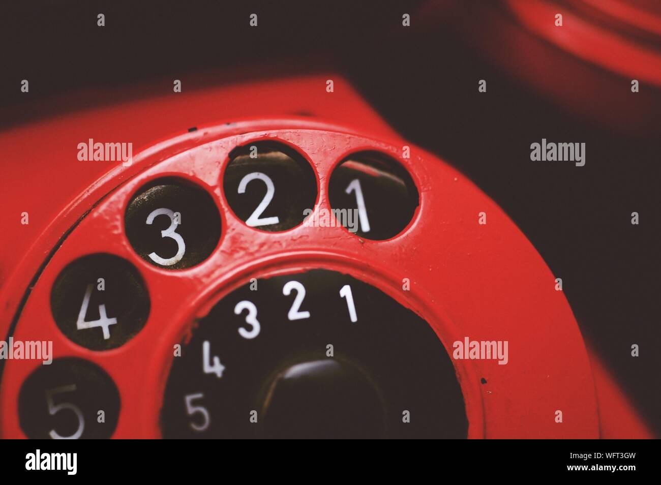 Lose-up Of Red Rotary Phone Stock Photo