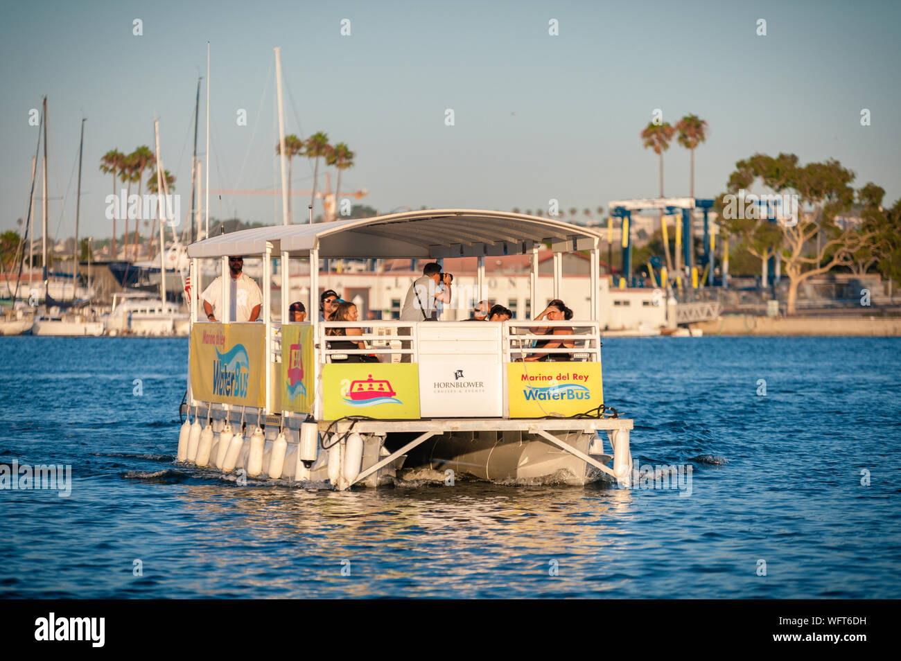 WaterBus tour ride during summer time in Marina Del Rey harbor in Los Angeles, CA. Stock Photo
