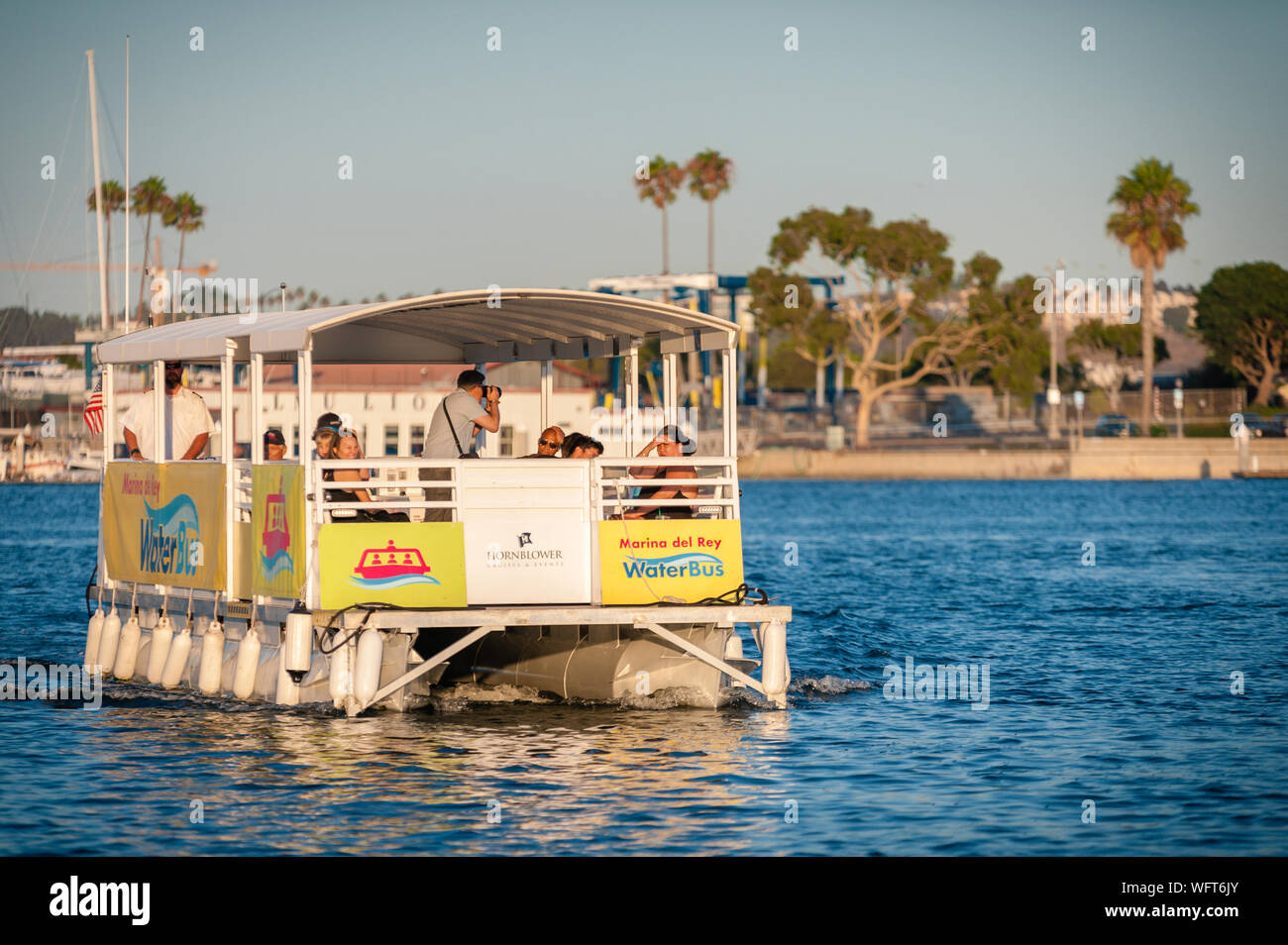 WaterBus tour ride during summer time in Marina Del Rey harbor in Los Angeles, CA. Stock Photo