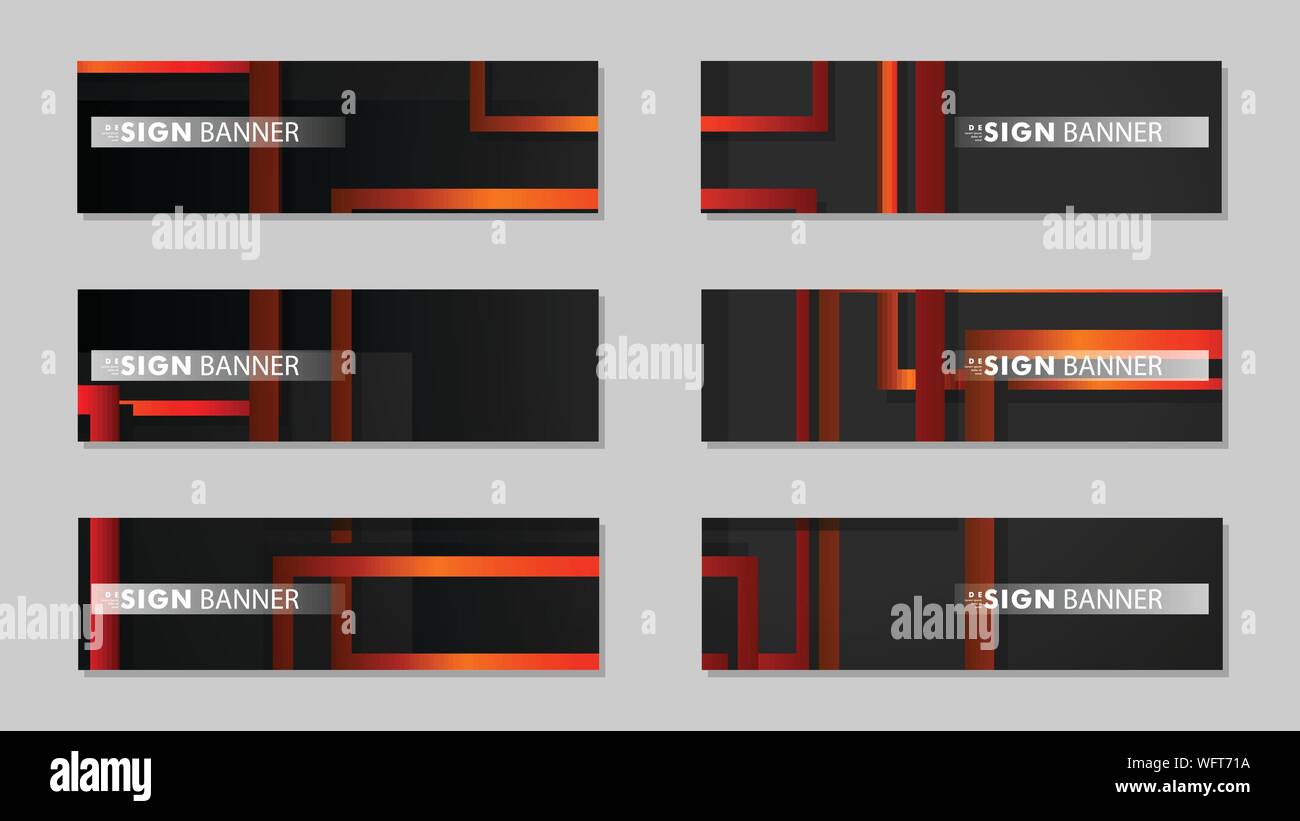 Square vector banner with a rectangular black orange gradient background Stock Vector