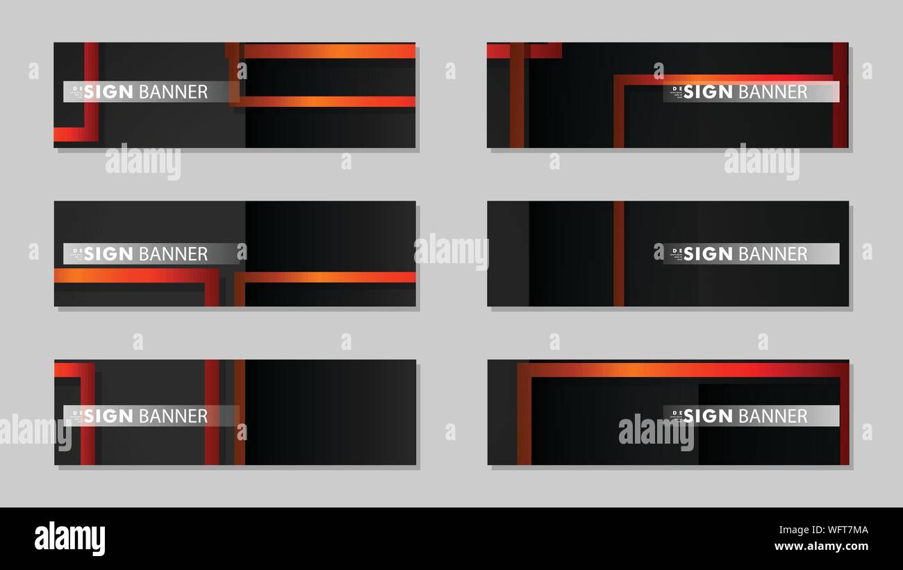 Square vector banner with a rectangular black orange gradient background Stock Vector