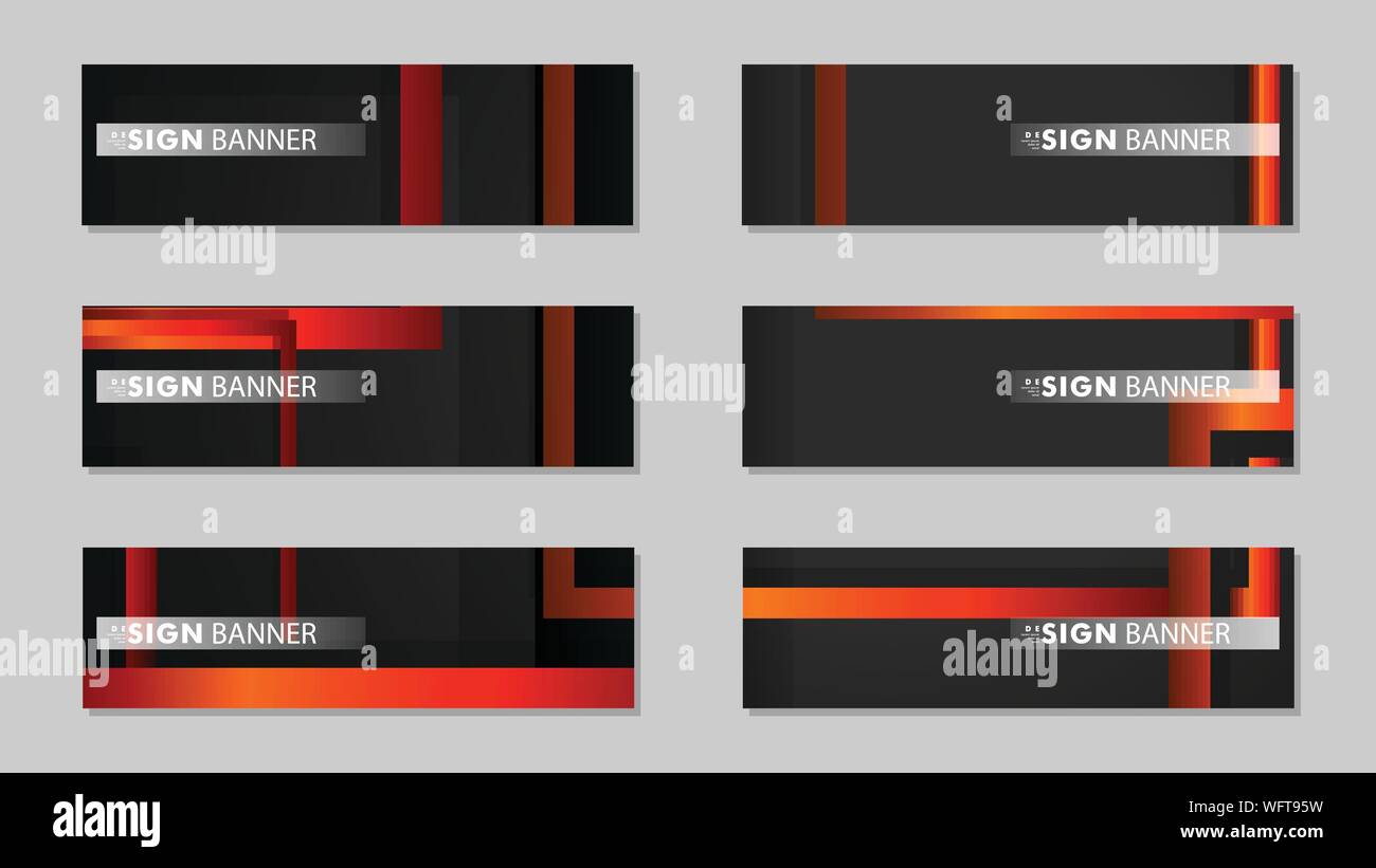 Square vector banner with a rectangular black orange gradient background Stock Vector