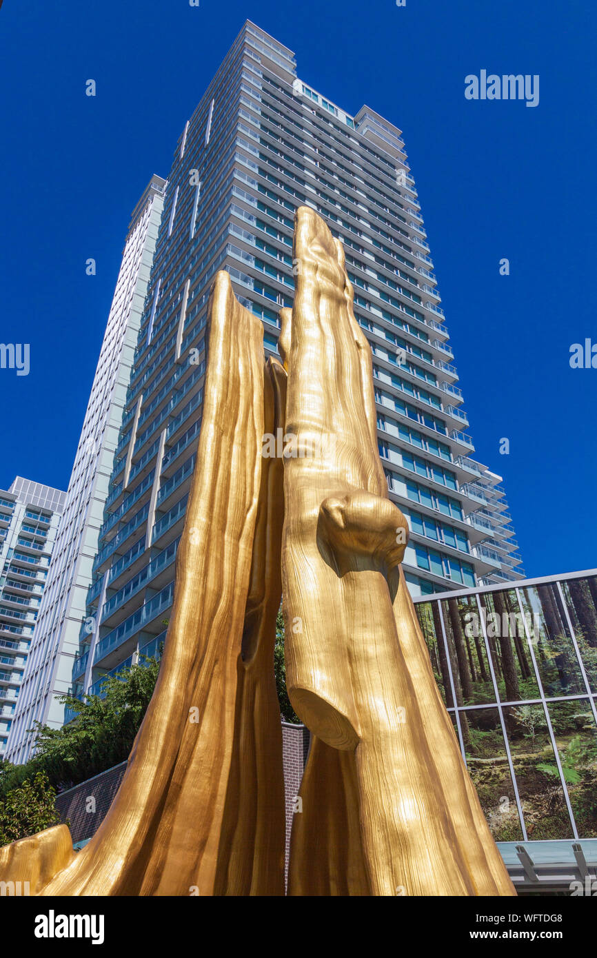 The Golden Tree at the Canada Line Marine Drive Station in Vancouver British Columbia Stock Photo