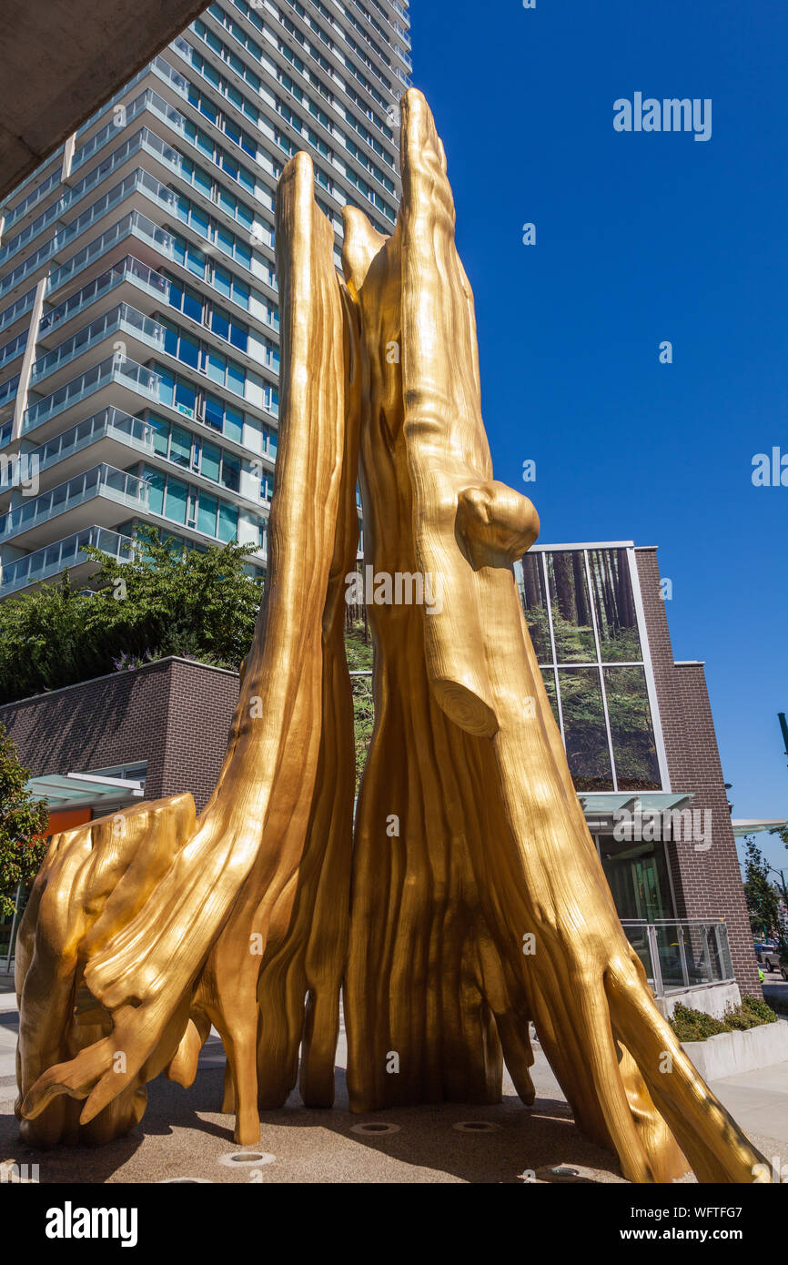 The Golden Tree at the Canada Line Marine Drive Station in Vancouver British Columbia Stock Photo