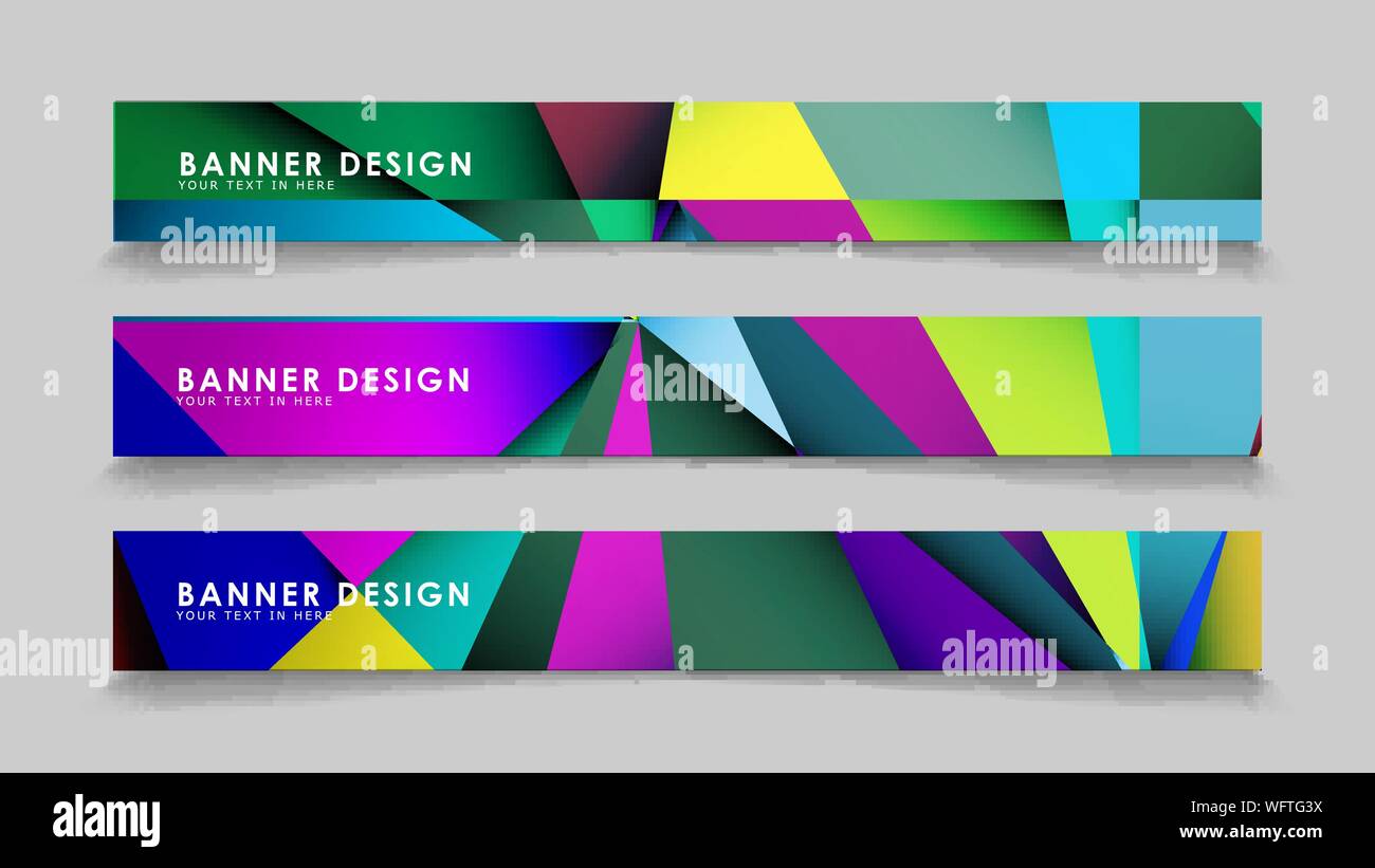 Abstract rectangular vector banners with colorful geometric gradient backgrounds Stock Vector