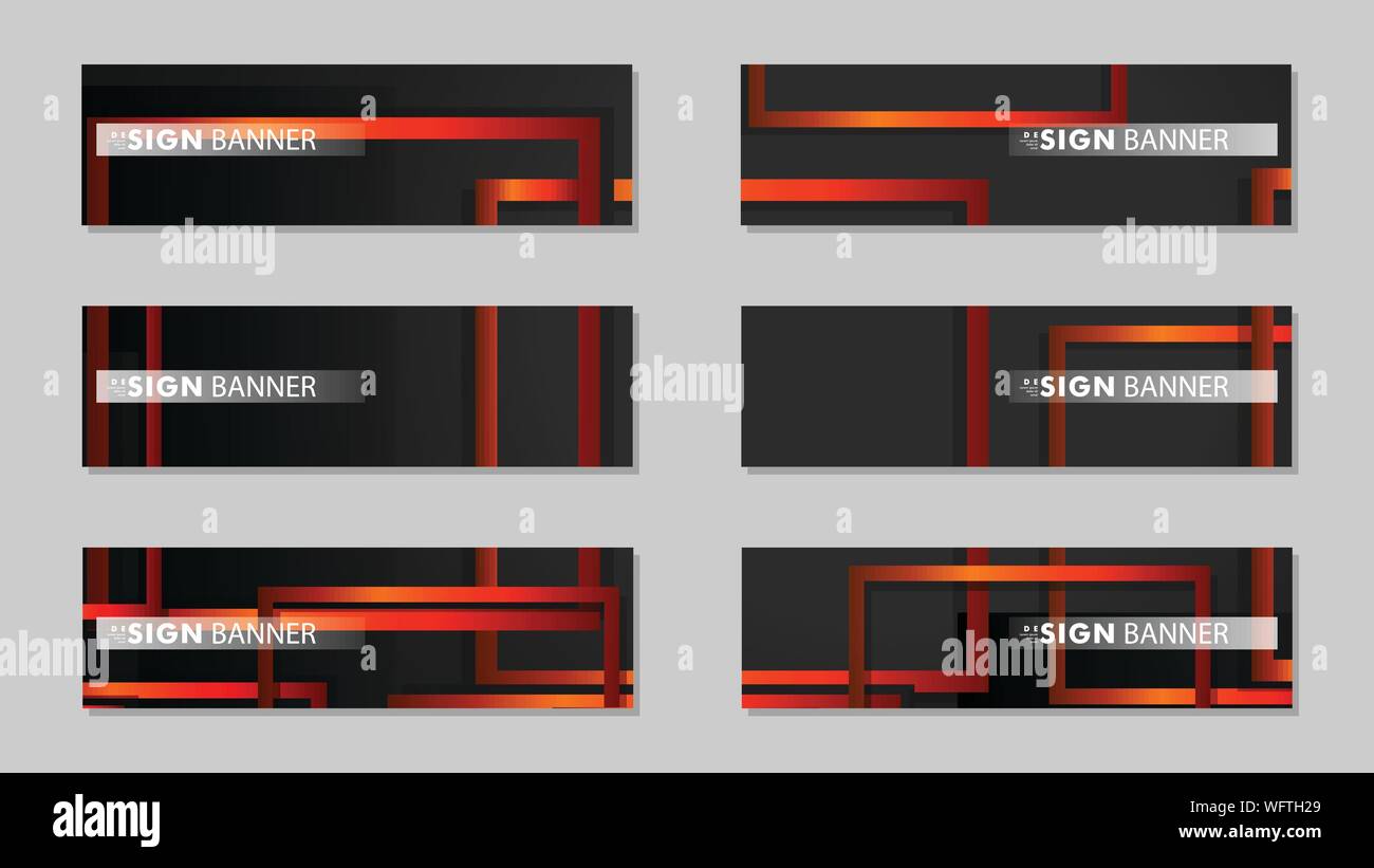 Square vector banner with a rectangular black orange gradient background Stock Vector