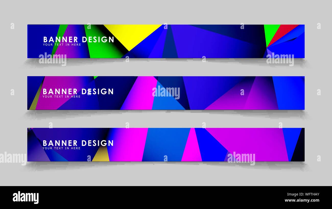 Abstract rectangular vector banners with colorful geometric gradient backgrounds Stock Vector