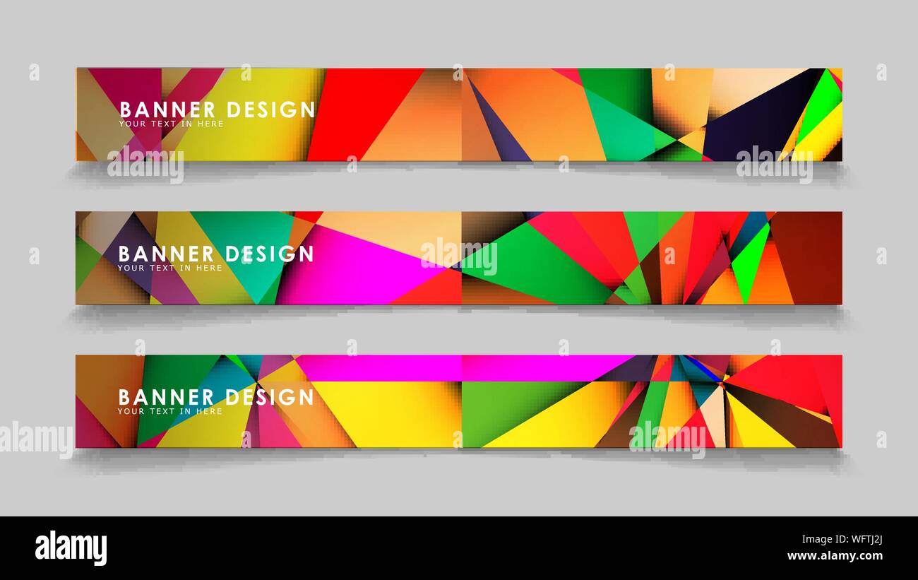 Abstract rectangular vector banners with colorful geometric gradient backgrounds Stock Vector