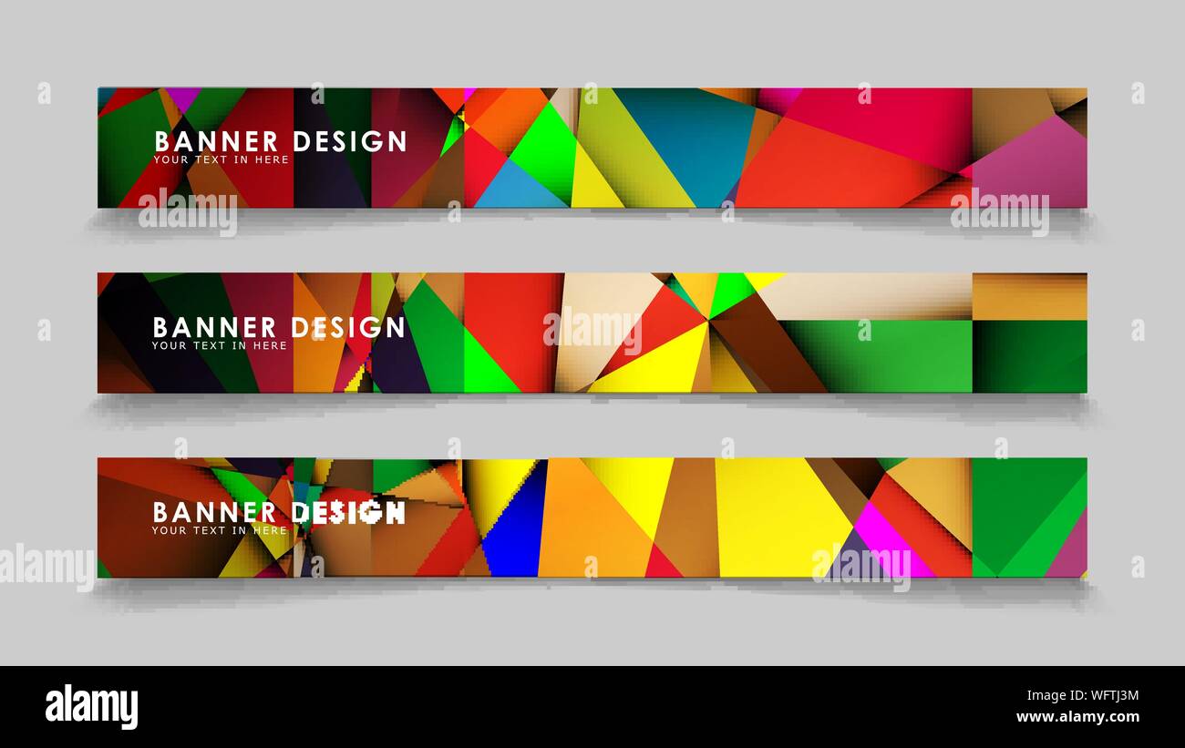 Abstract rectangular vector banners with colorful geometric gradient backgrounds Stock Vector