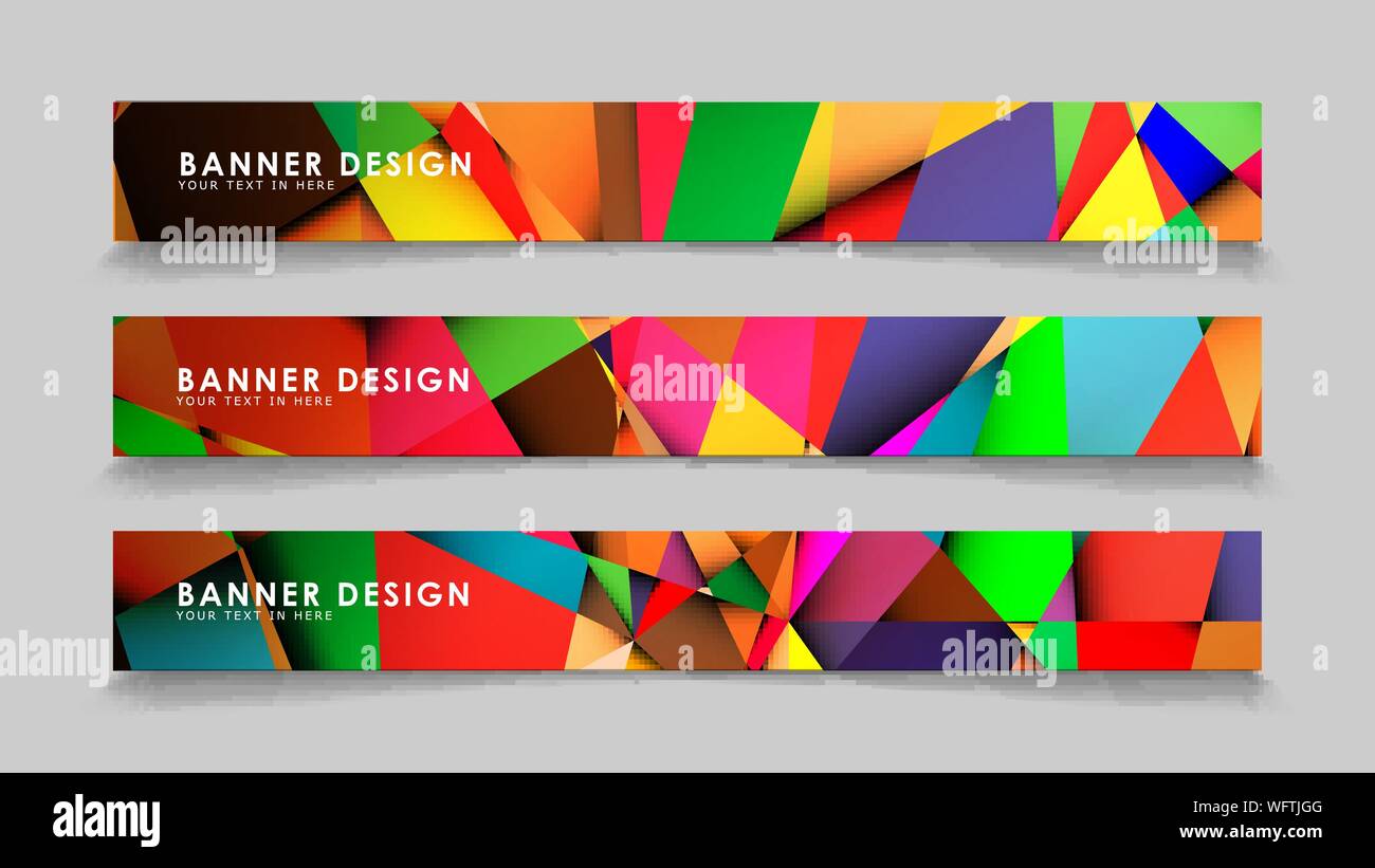 Abstract rectangular vector banners with colorful geometric gradient backgrounds Stock Vector