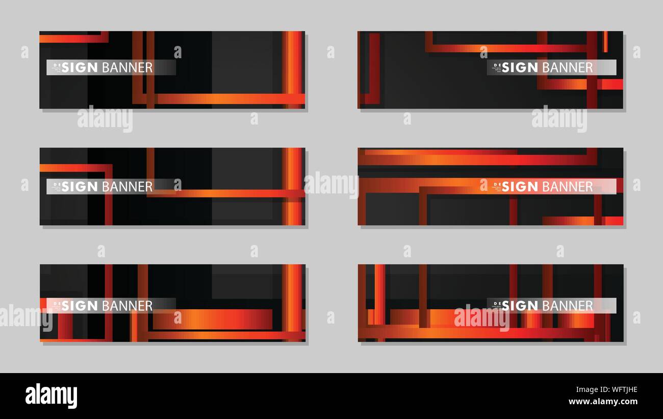 Square vector banner with a rectangular black orange gradient background Stock Vector
