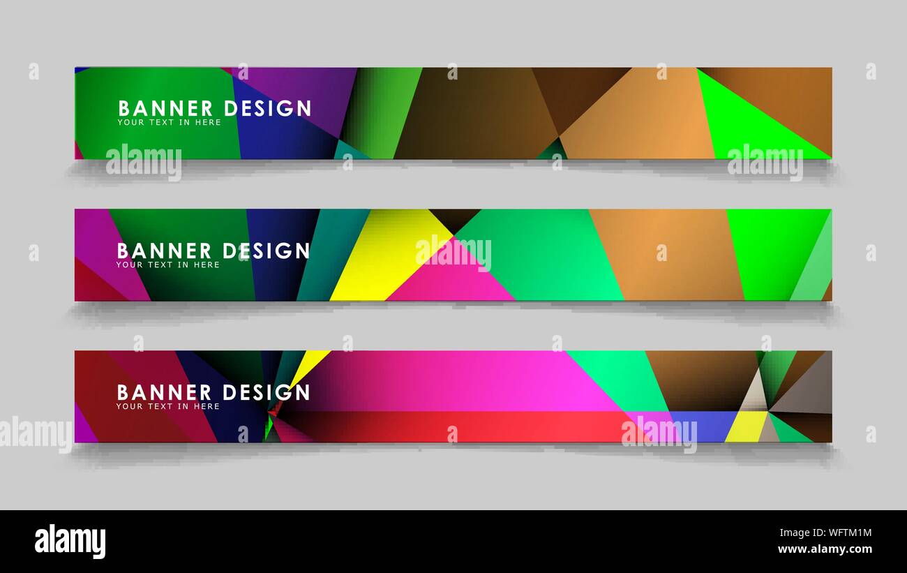 Abstract rectangular vector banners with colorful geometric gradient backgrounds Stock Vector