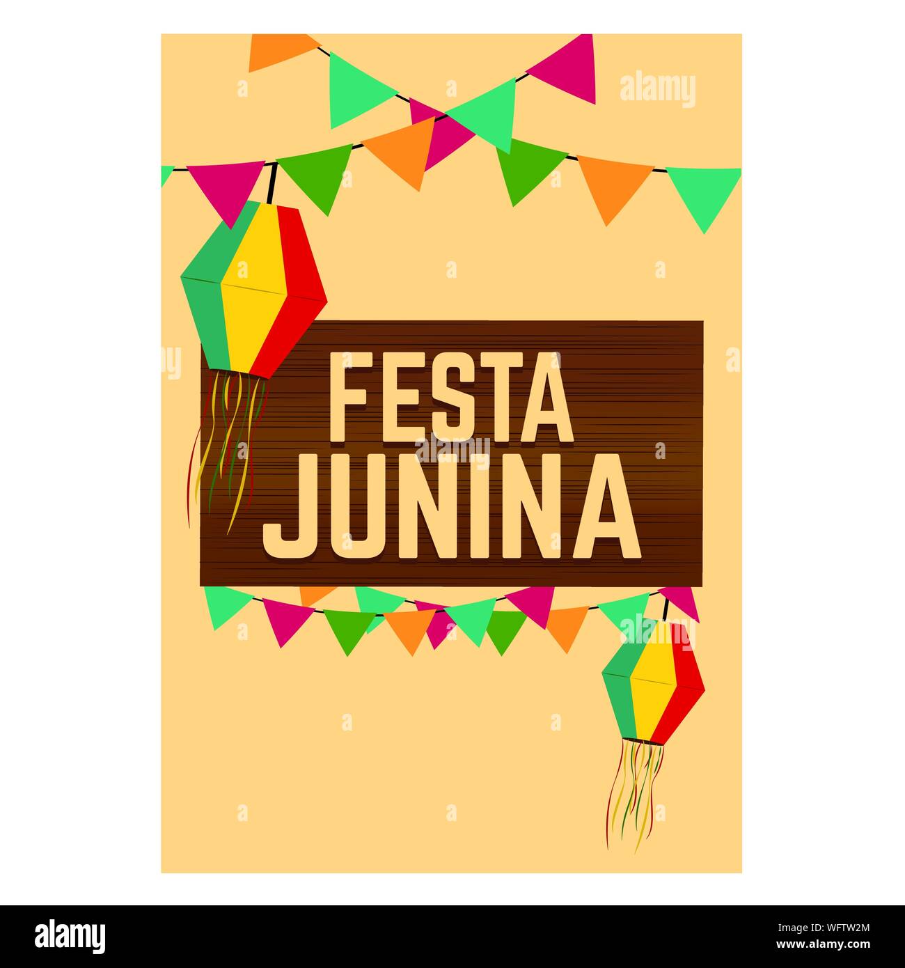 Festa junina background with some special objects, vector illustration design Stock Vector