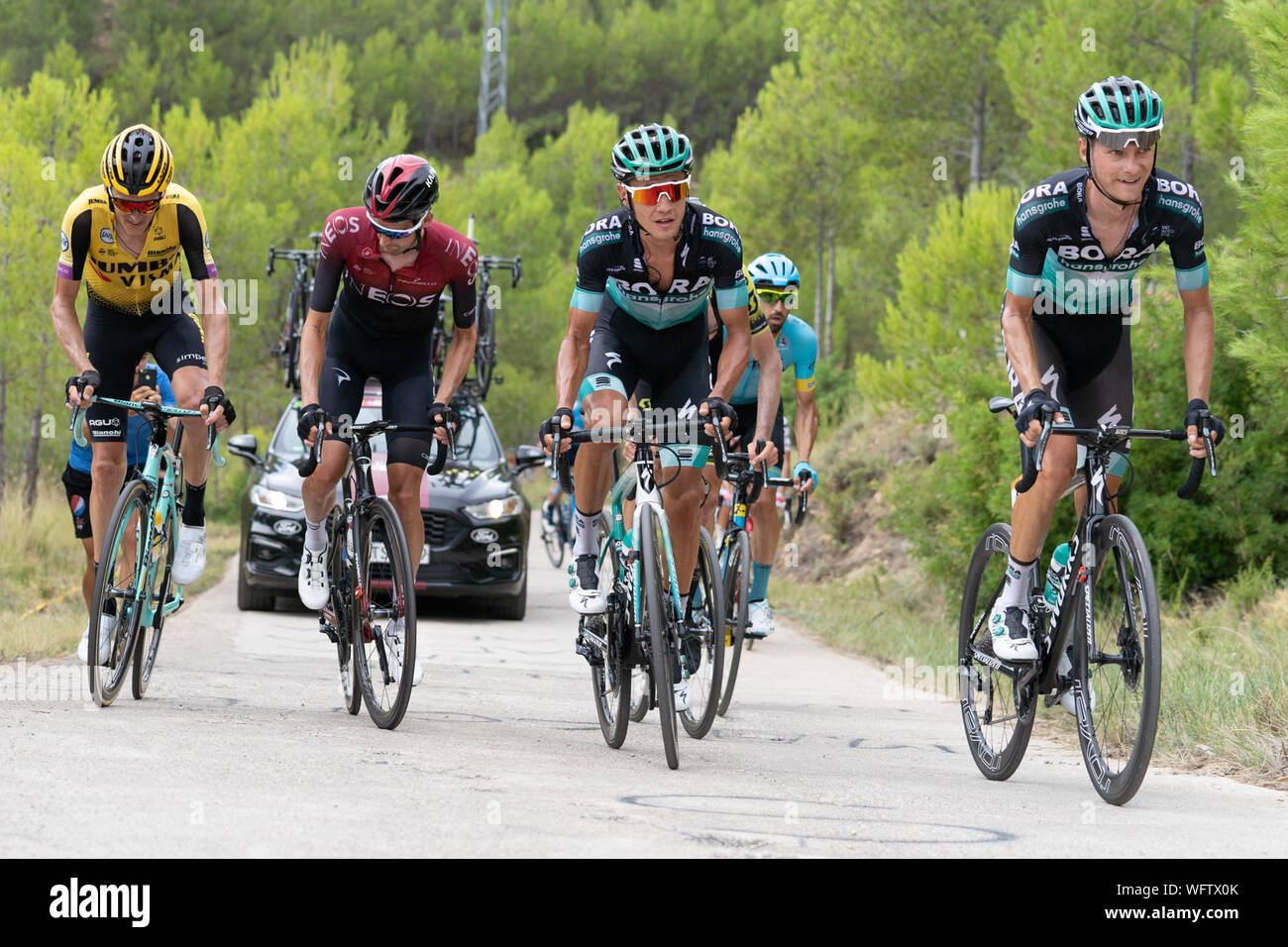 30 augustus 2019 Mas de la Costa, Spain Cycling Vuelta 2019    30-08-2019: Ronde van Spanje: Onda: Mas de la Costa  Ineos team, Jumbo Visma team, Robert Gesink, stage 7, Vuelta a Espana 2019, Wout Poels Stock Photo