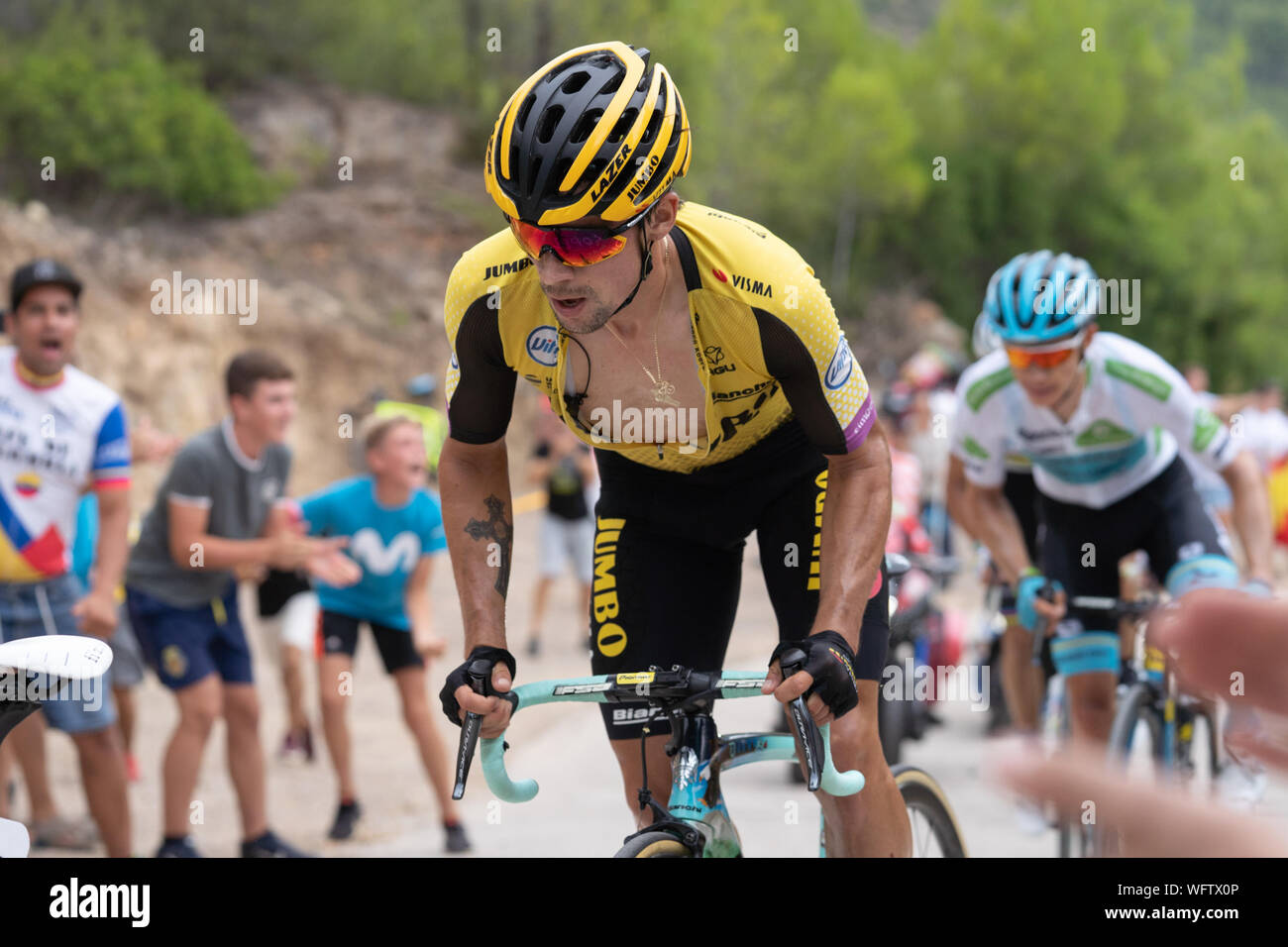 30 augustus 2019 Mas de la Costa, Spain Cycling Vuelta 2019    30-08-2019: Ronde van Spanje: Onda: Mas de la Costa  Jumbo Visma team, Primoz Roglic, stage 7, Vuelta a Espana 2019 Stock Photo