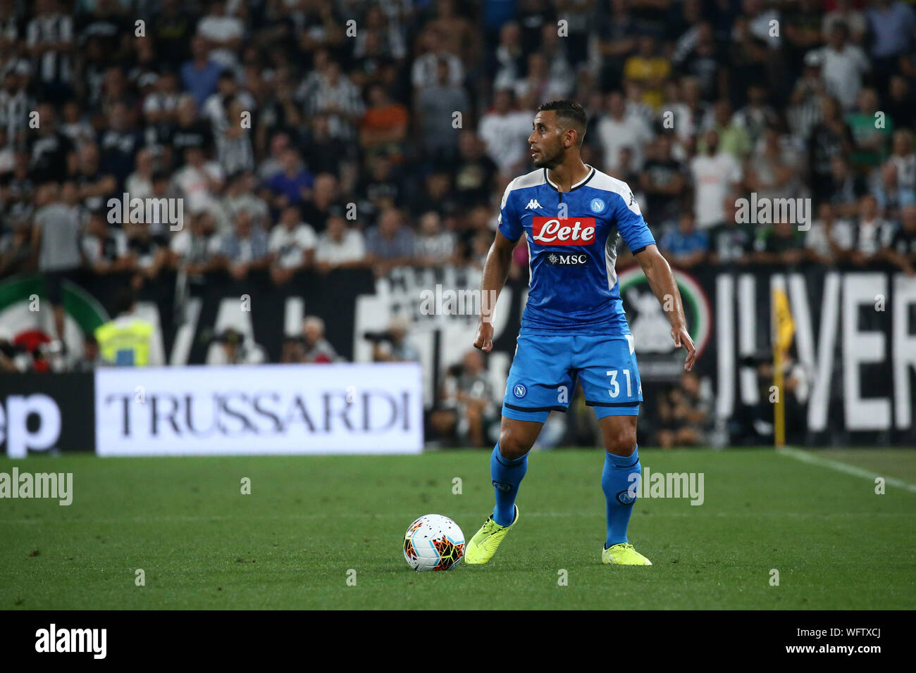 Torino, Italy. 31th Aug, 2019 .Faouzi Ghoulam of Ssc Napoli in action during the Serie A match  between Juventus Fc and Ssc Napoli. Credit: Marco Canoniero/Alamy Live News Stock Photo