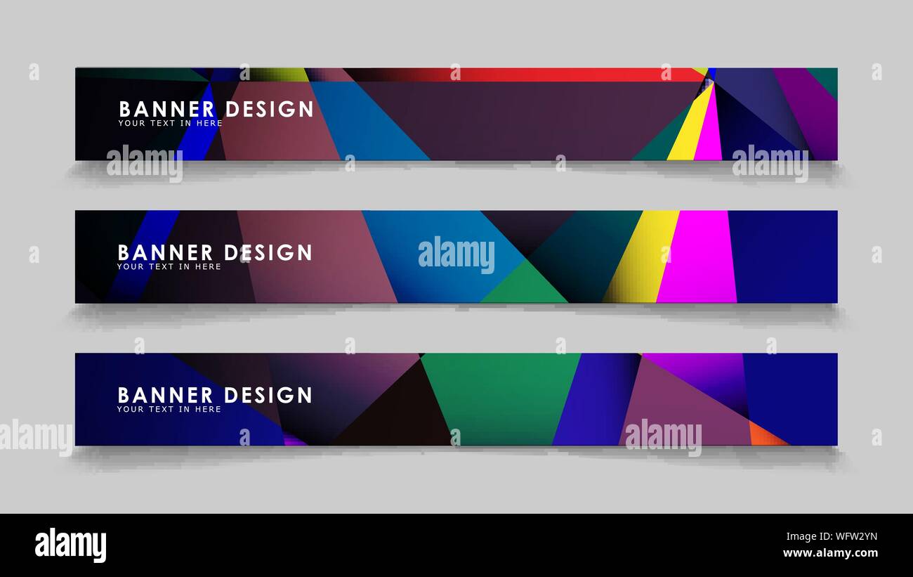 Abstract rectangular vector banners with colorful geometric gradient backgrounds Stock Vector
