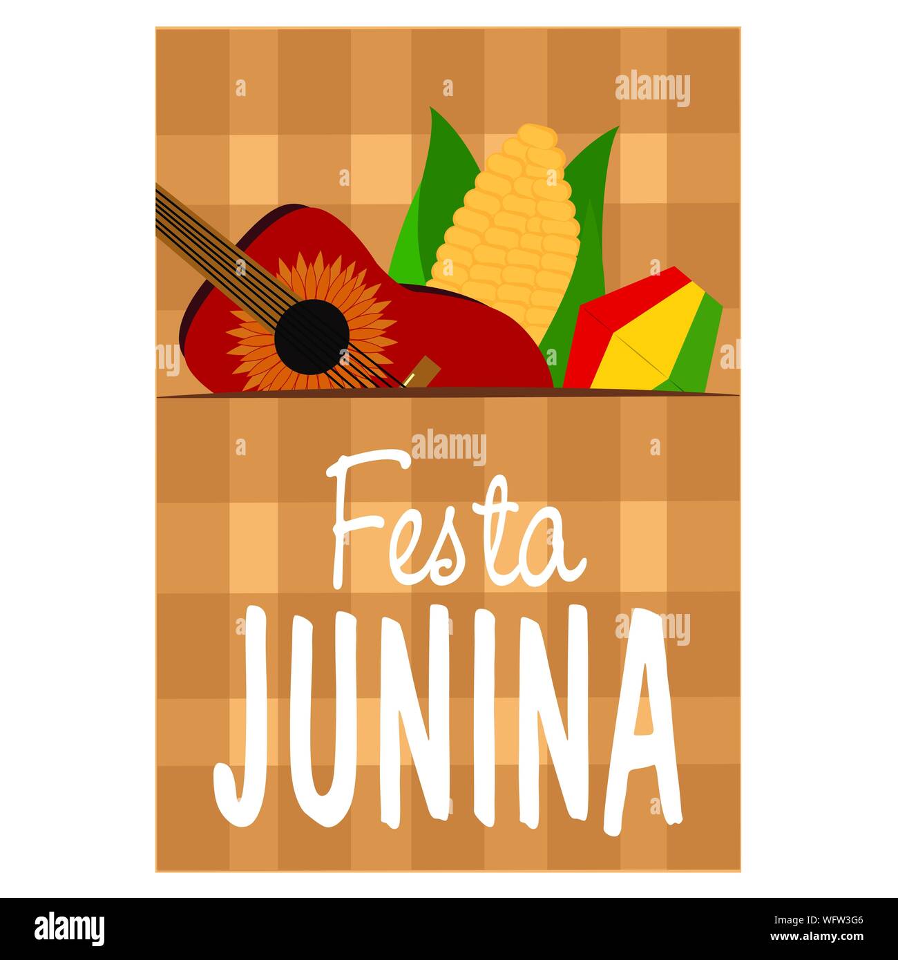 Festa junina background with some special objects, vector illustration design Stock Vector