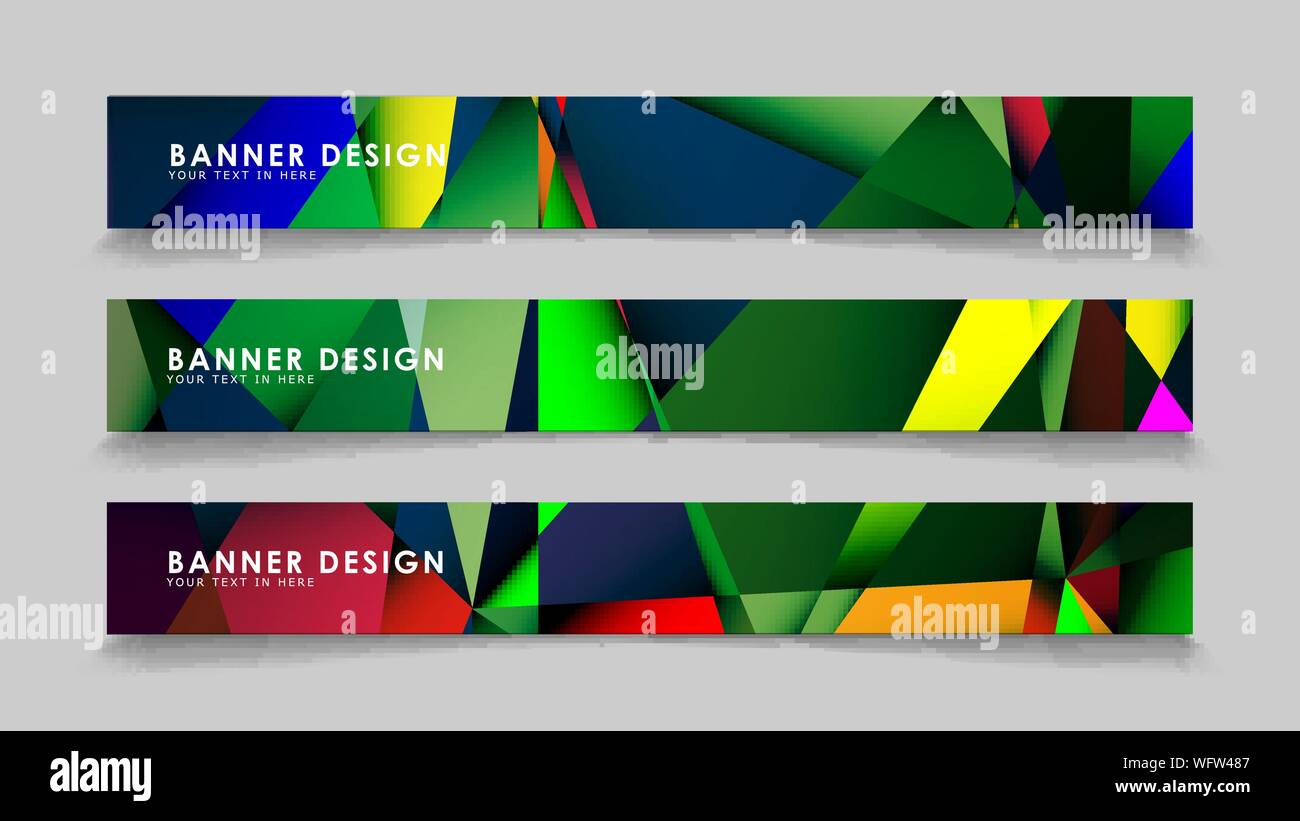 Abstract rectangular vector banners with colorful geometric gradient backgrounds Stock Vector