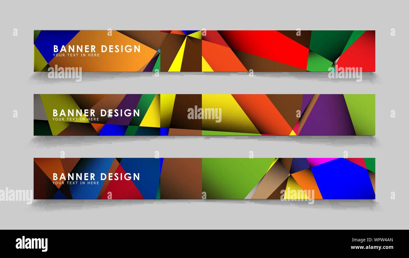 Abstract rectangular vector banners with colorful geometric gradient backgrounds Stock Vector