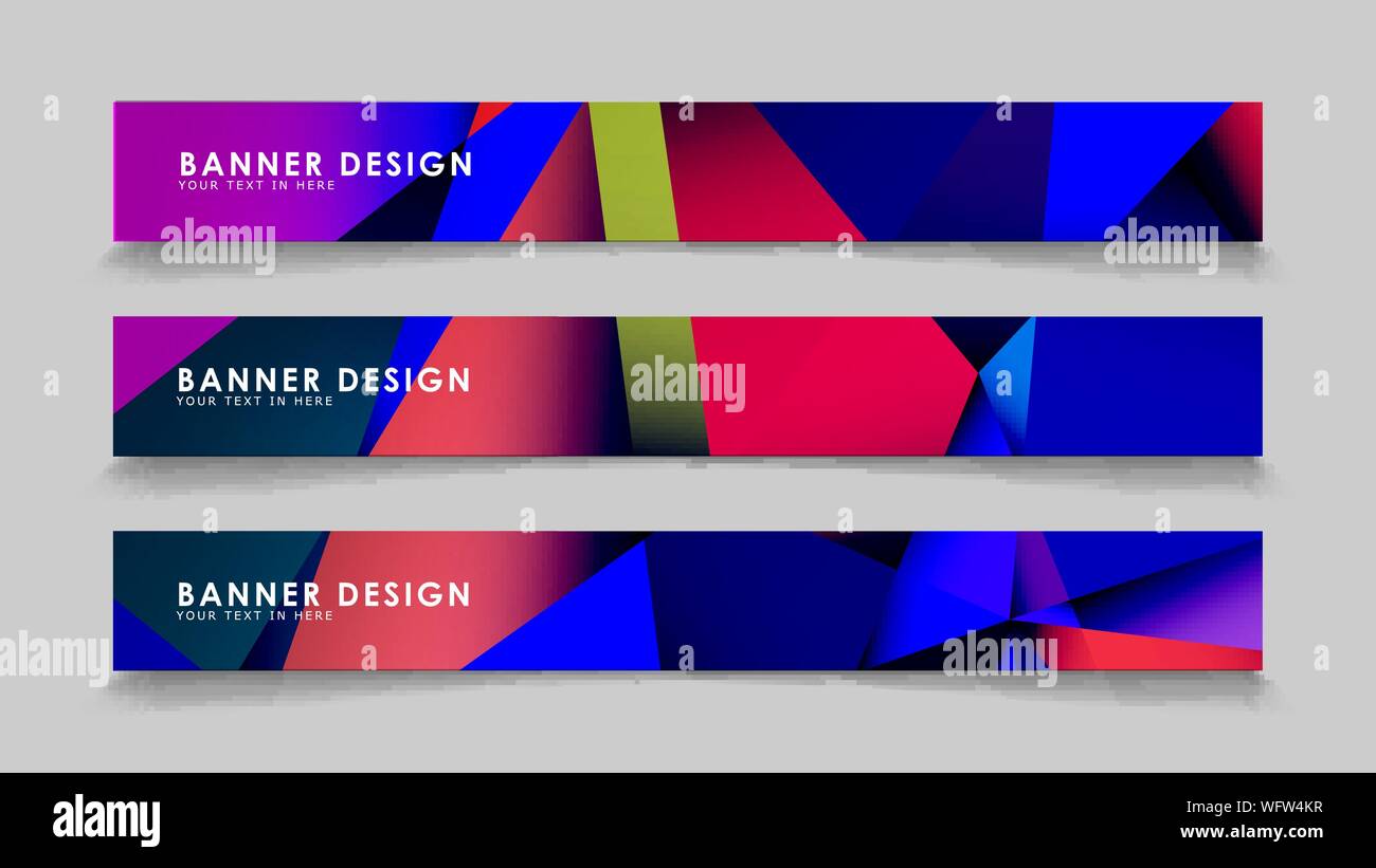 Abstract rectangular vector banners with colorful geometric gradient backgrounds Stock Vector