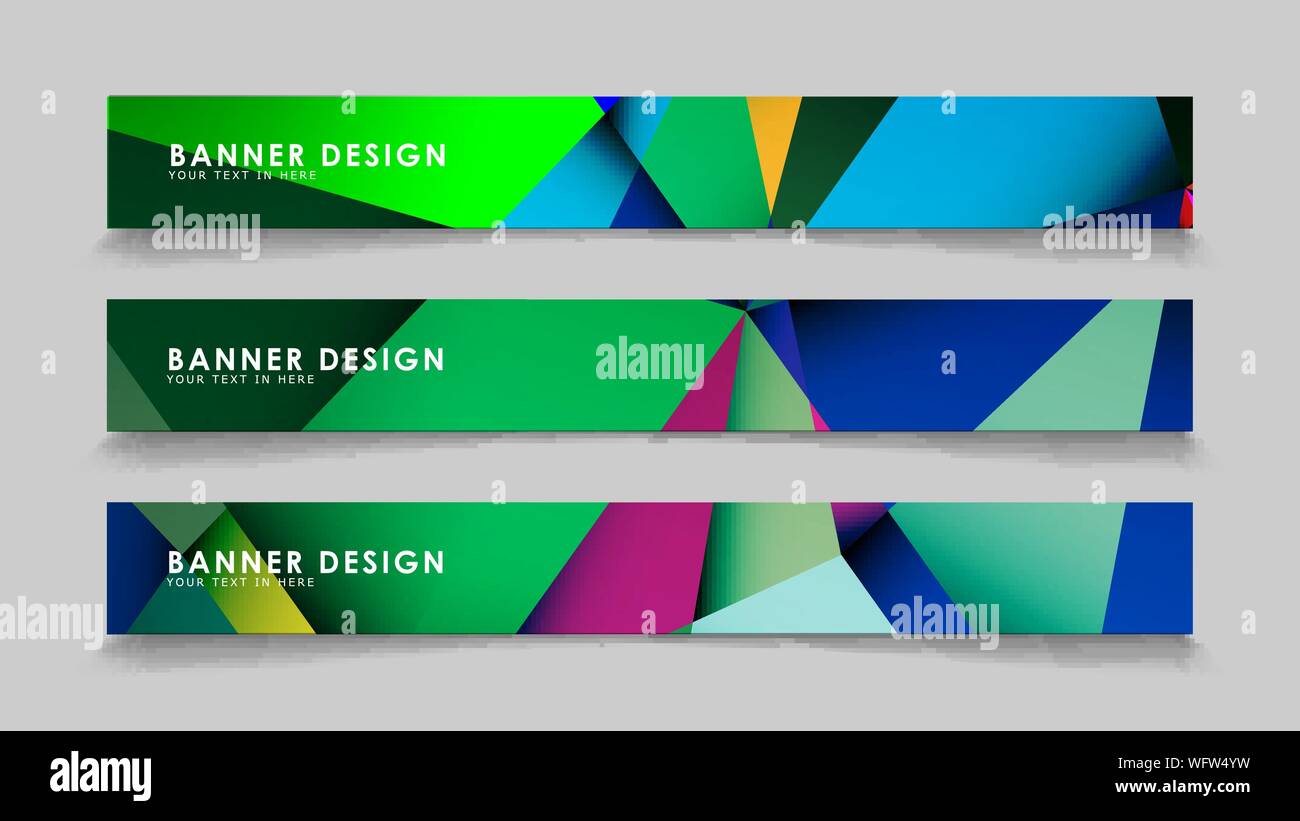 Abstract rectangular vector banners with colorful geometric gradient backgrounds Stock Vector