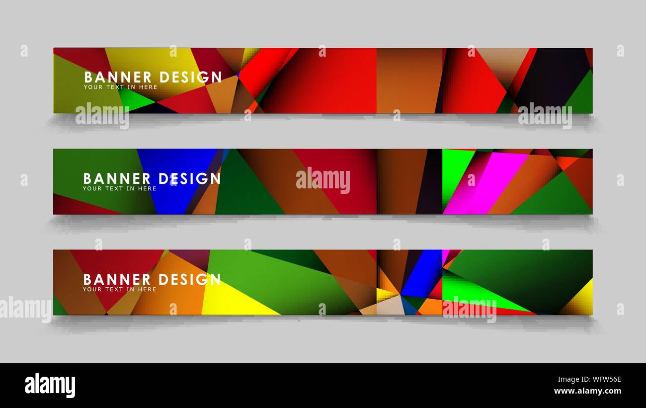Abstract rectangular vector banners with colorful geometric gradient backgrounds Stock Vector