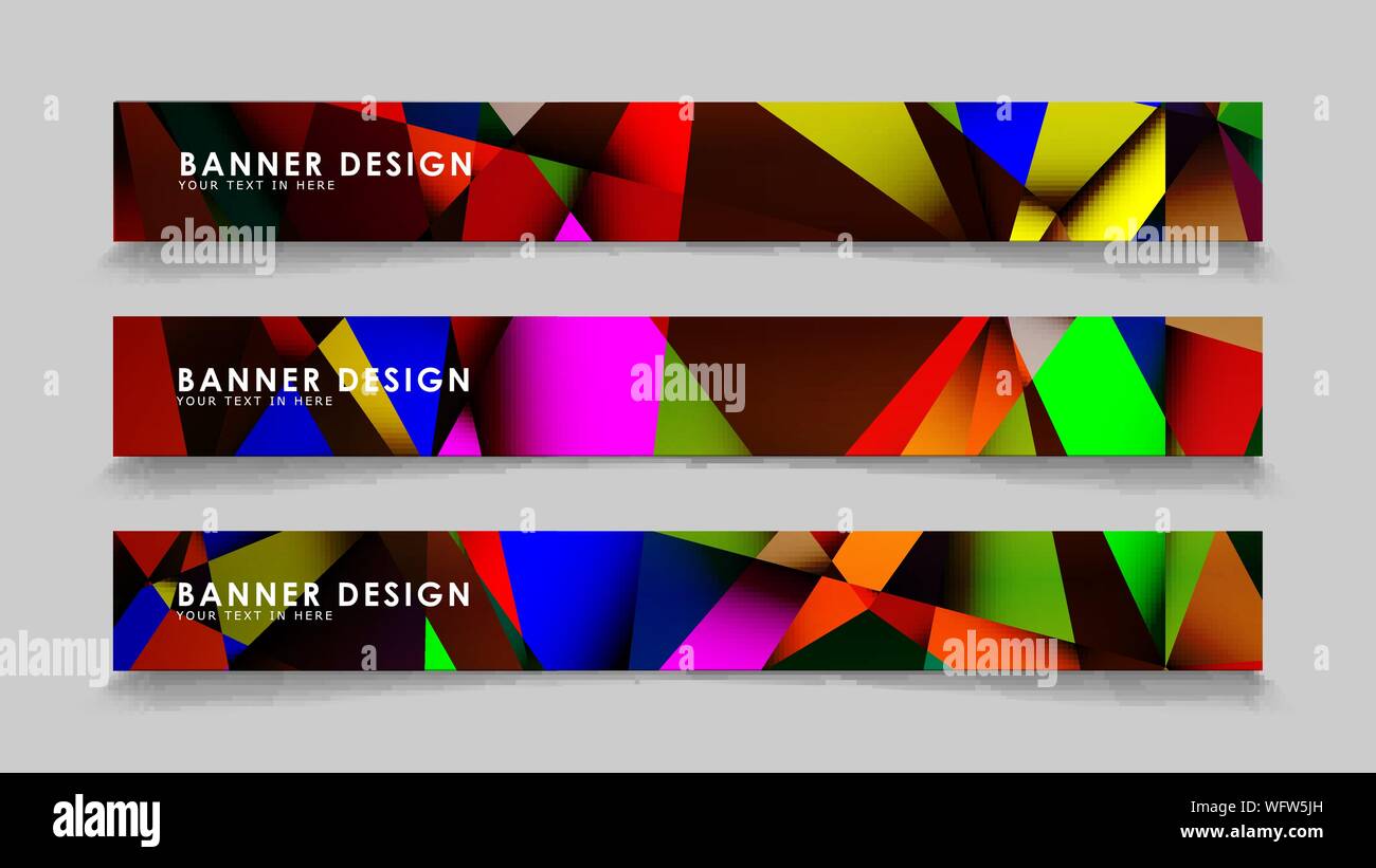 Abstract rectangular vector banners with colorful geometric gradient backgrounds Stock Vector