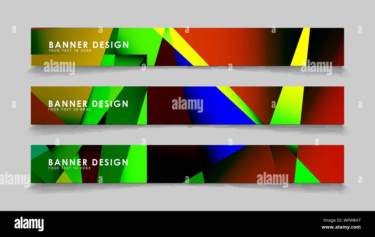 Abstract rectangular vector banners with colorful geometric gradient backgrounds Stock Vector