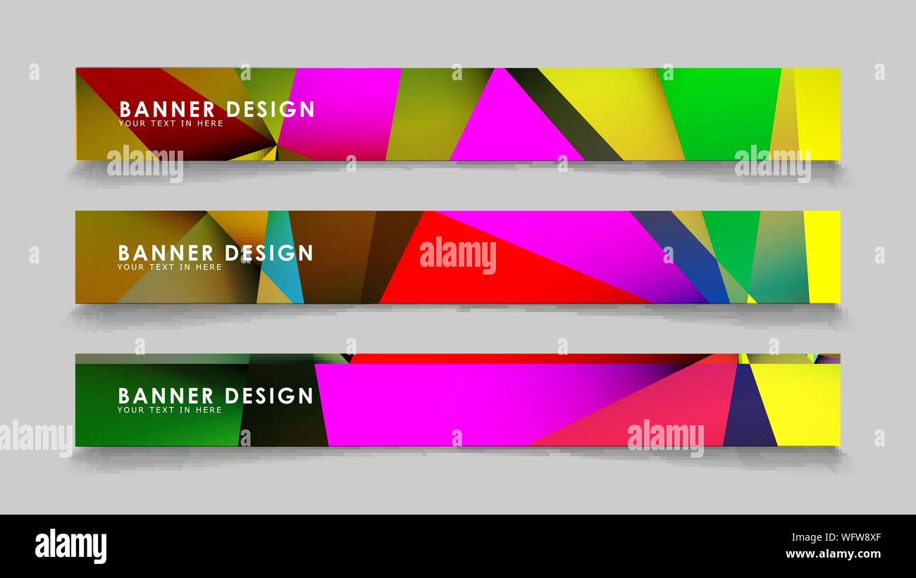 Abstract rectangular vector banners with colorful geometric gradient backgrounds Stock Vector