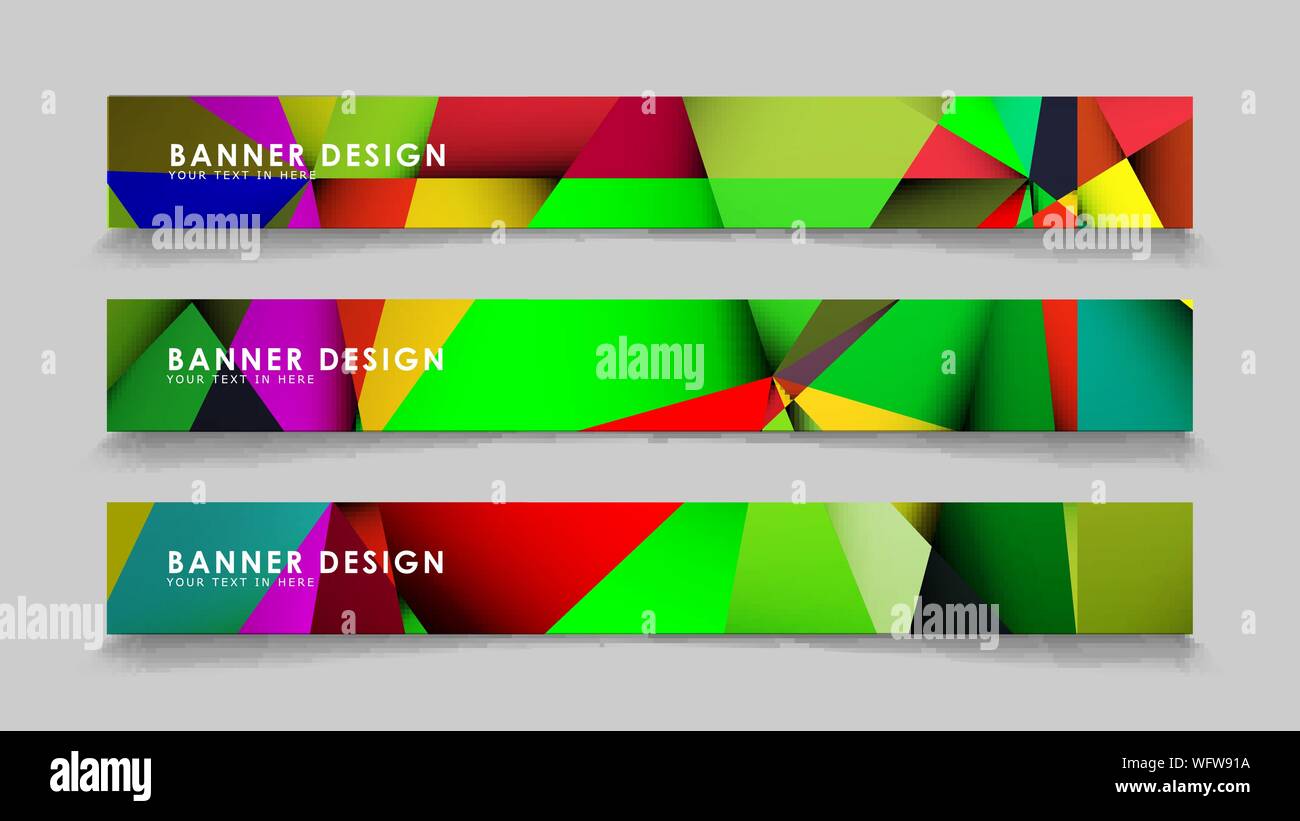 Abstract rectangular vector banners with colorful geometric gradient backgrounds Stock Vector