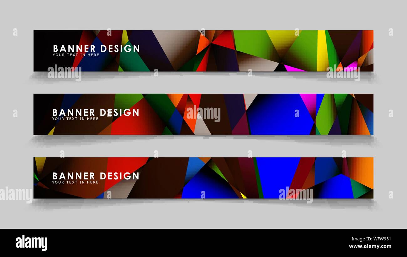Abstract rectangular vector banners with colorful geometric gradient backgrounds Stock Vector