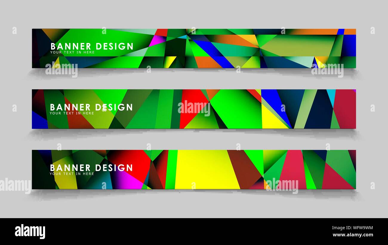Abstract rectangular vector banners with colorful geometric gradient backgrounds Stock Vector