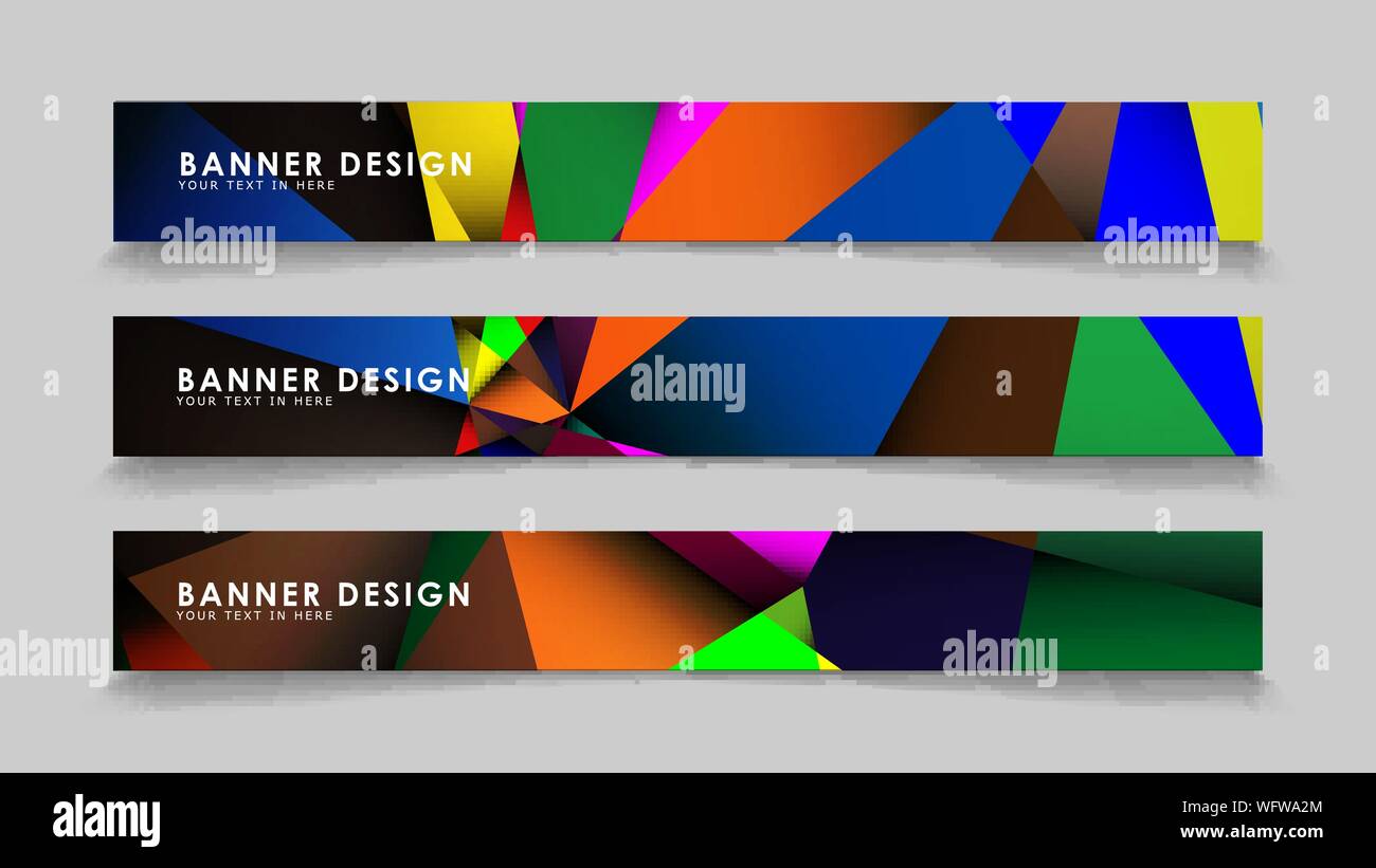 Abstract rectangular vector banners with colorful geometric gradient backgrounds Stock Vector