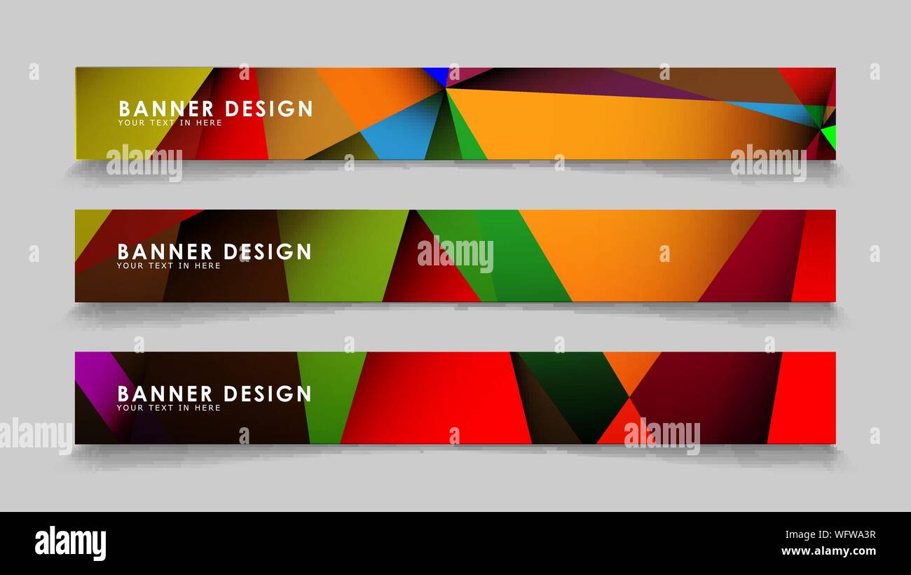 Abstract rectangular vector banners with colorful geometric gradient backgrounds Stock Vector