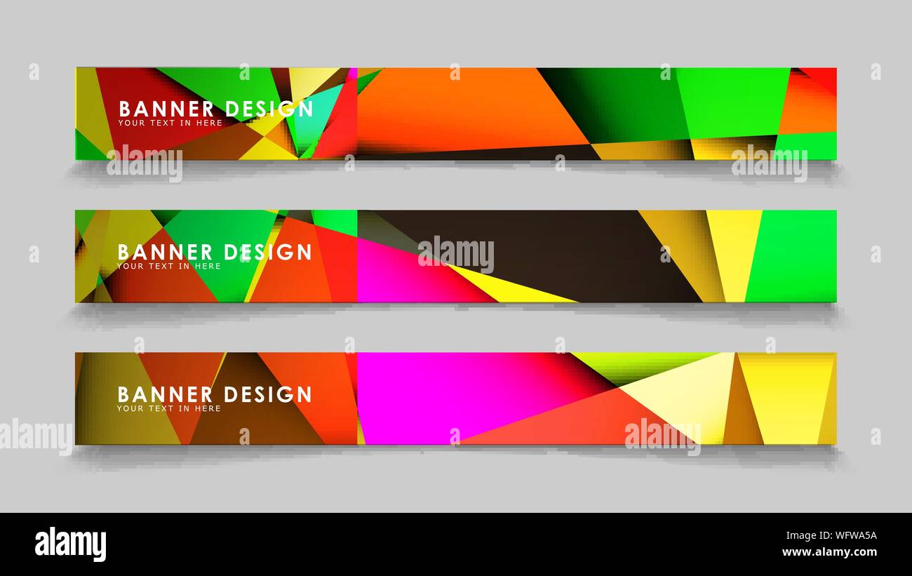 Abstract rectangular vector banners with colorful geometric gradient backgrounds Stock Vector